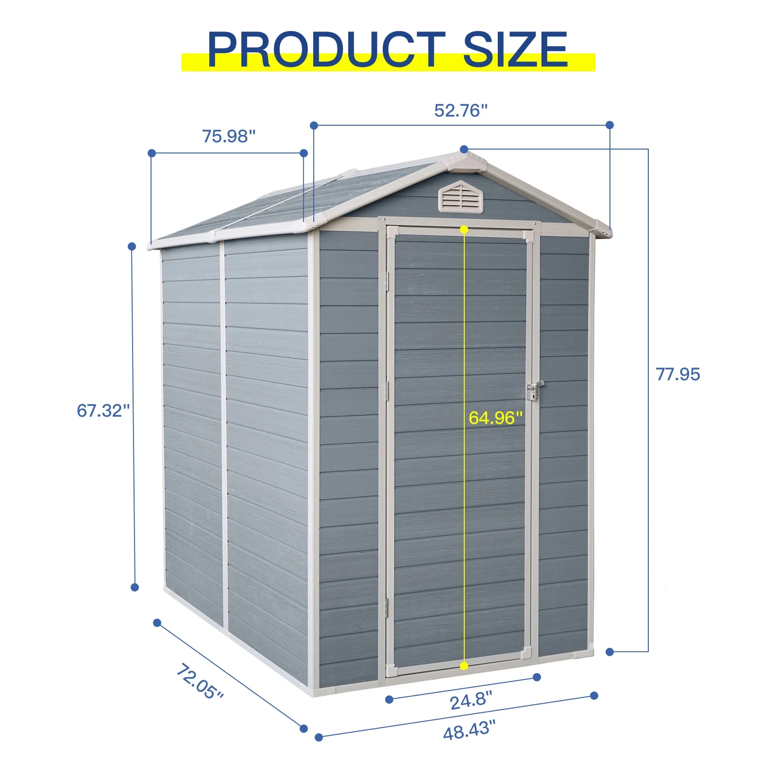 Seizeen Shed and Outdoor Storage, 41 Cu.Ft Small Outdoor Resin Shed with 3 Doors & Floor, 306GAL Deck Box Waterproof Plastic Tool Storage Shed for Cushion Lawn Mower Garbage Cans - Image 27