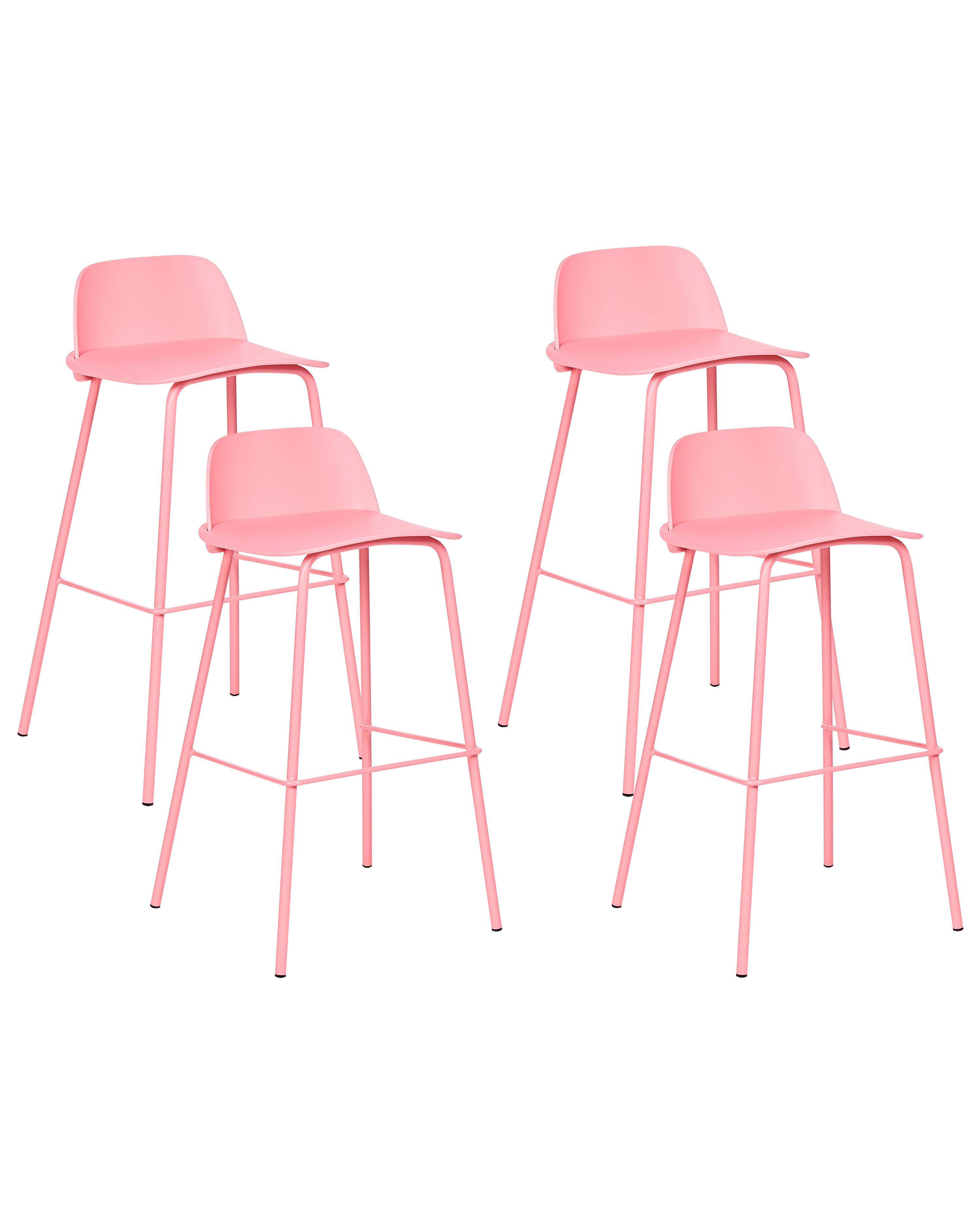 Set of 4 Bar Chairs MORA Pastel Pink