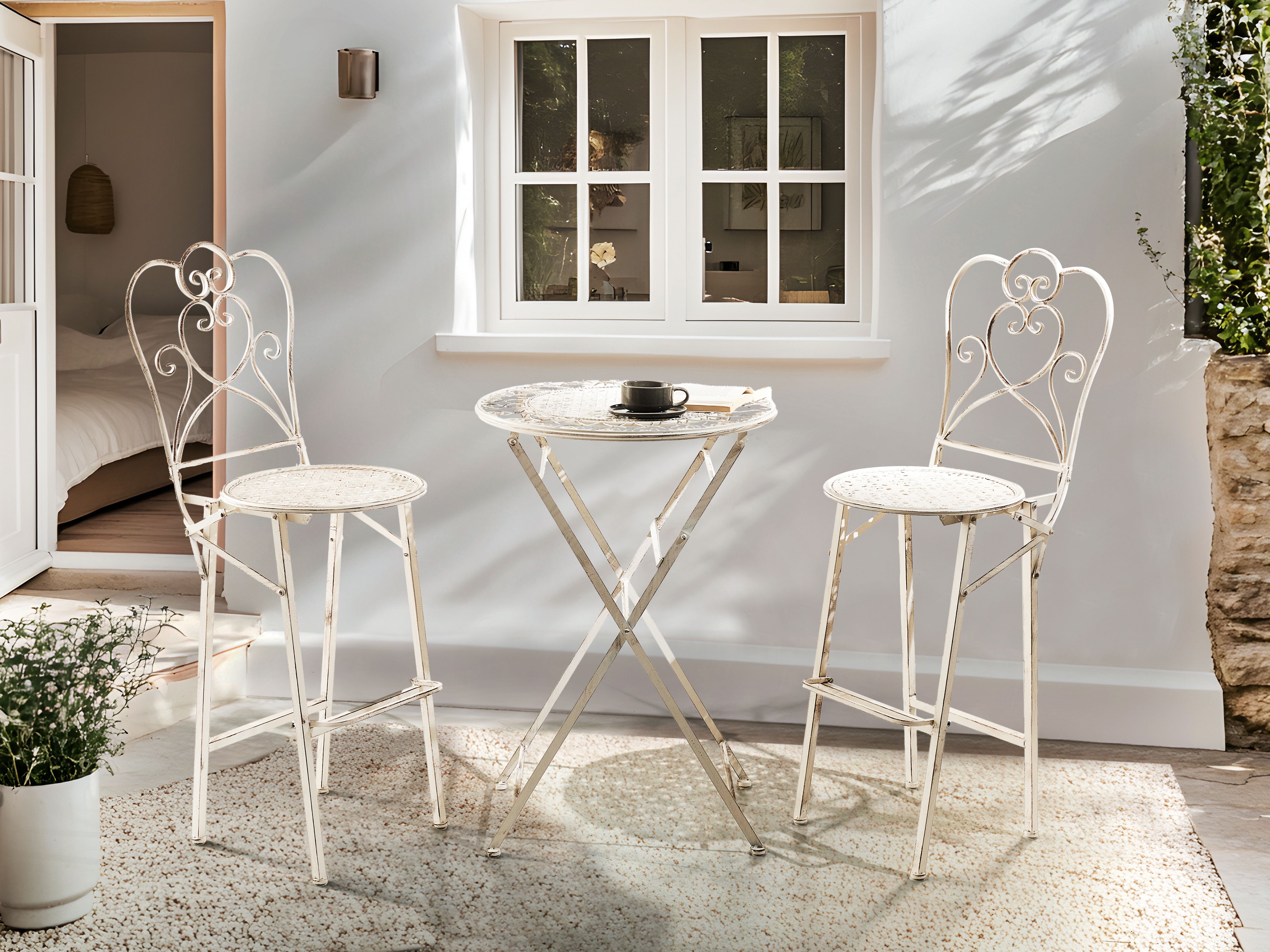 Garden Bar Set Folding TRIESTE Metal Light Beige