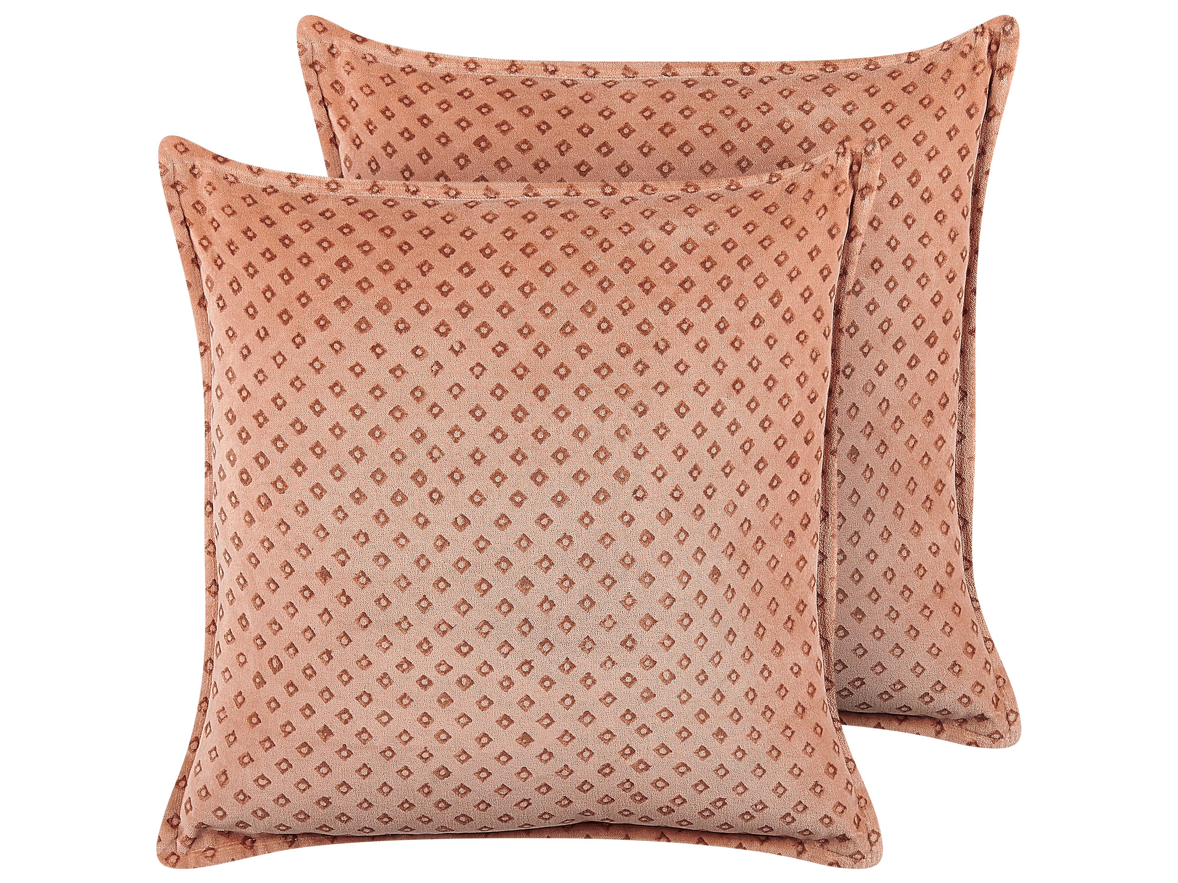 Set of 2 Decorative Cushions RHODOCOMA Velvet 45 x 45 cm Pink Geometric Pattern