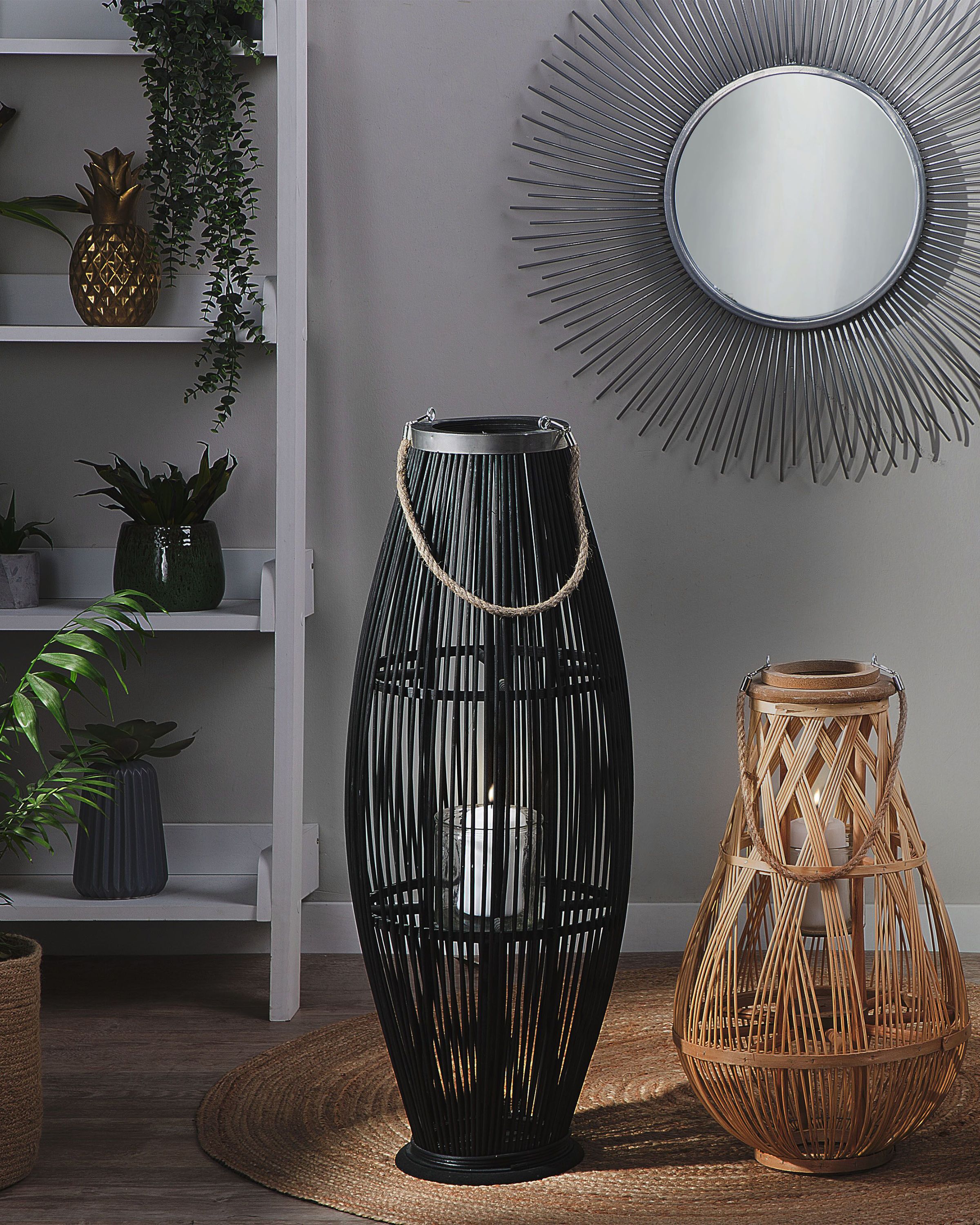 Lantern TAHITI Bamboo 84 cm Black