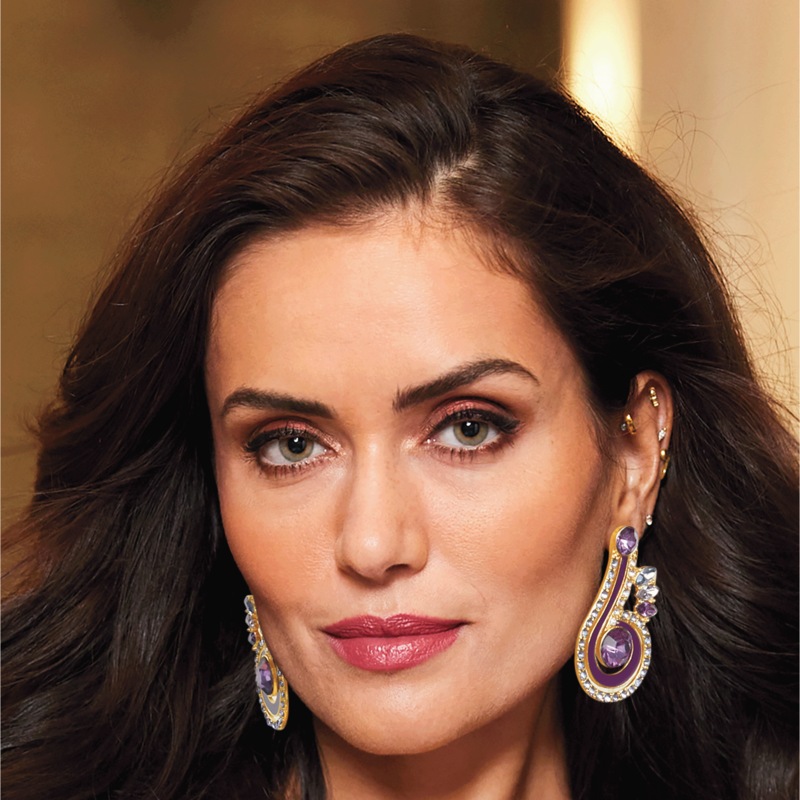 Crystal/Enamel Purple Swirl Earrings - MIDNIGHT VELVET CATALOG