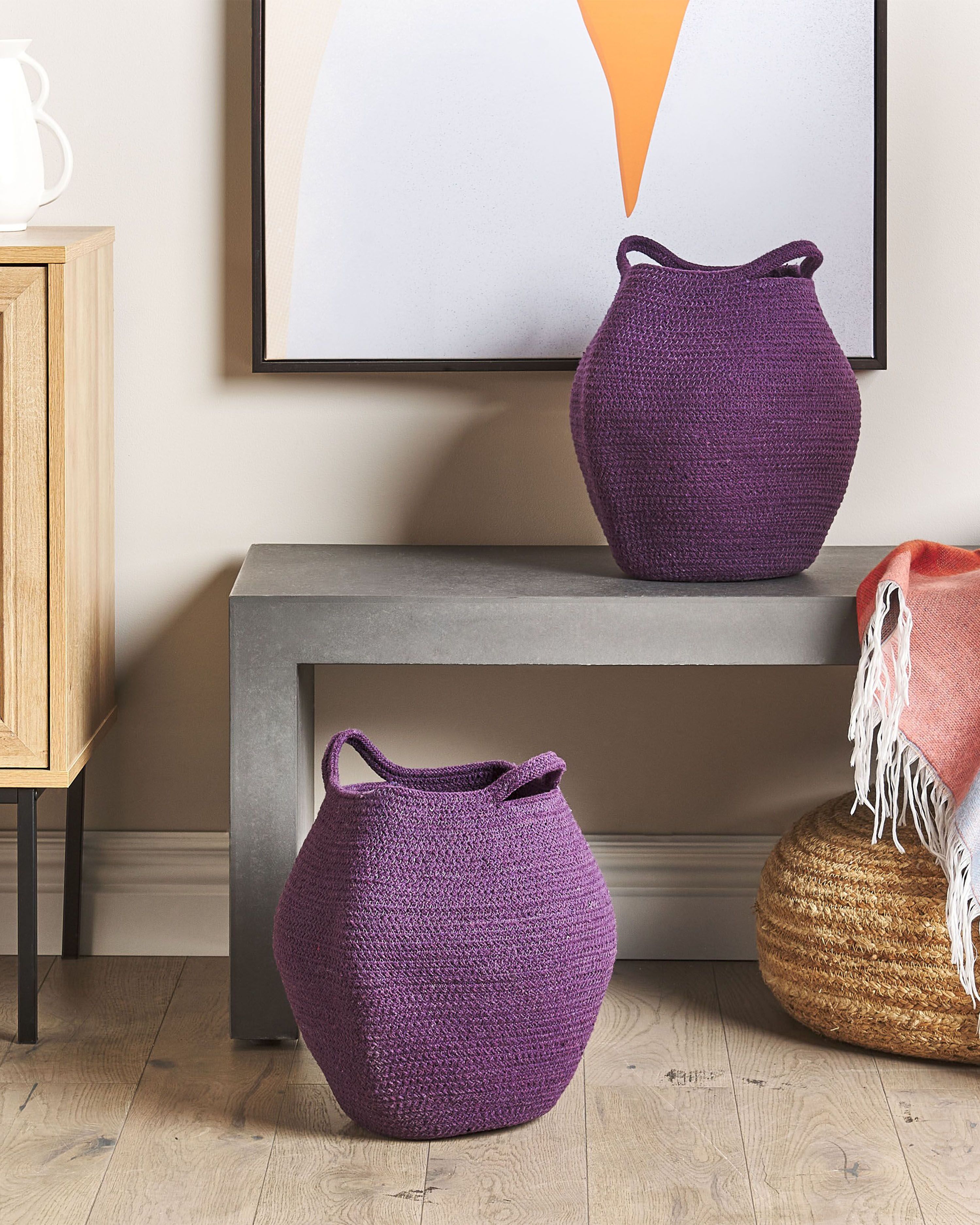 Set of 2 Baskets PANJGUR Cotton Purple