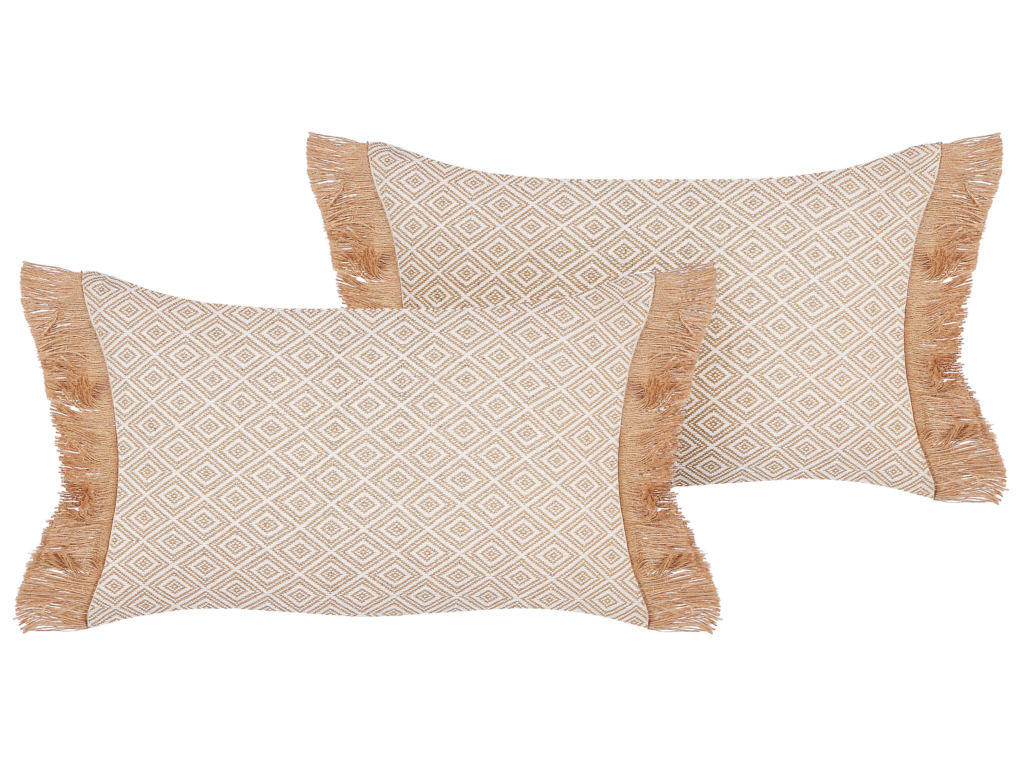 Set of 2 Decorative Cushions BOATH 30 x 50 cm Beige Solid