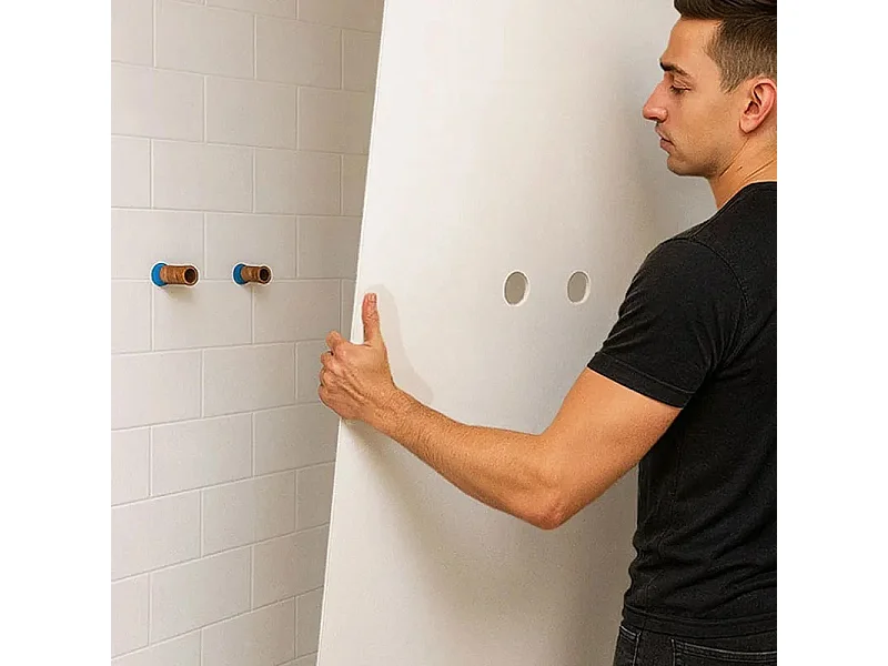 Lot de 2 panneaux de douche en PVC (90x220 & 120x220 cm) + profilés blanc - Essentiel - Blanc