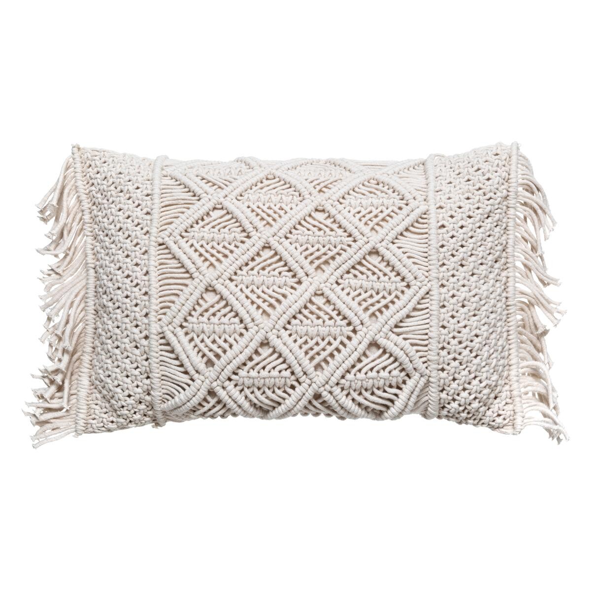 Cushion "Macram&eacute;" Ivory white, 30x50 cm