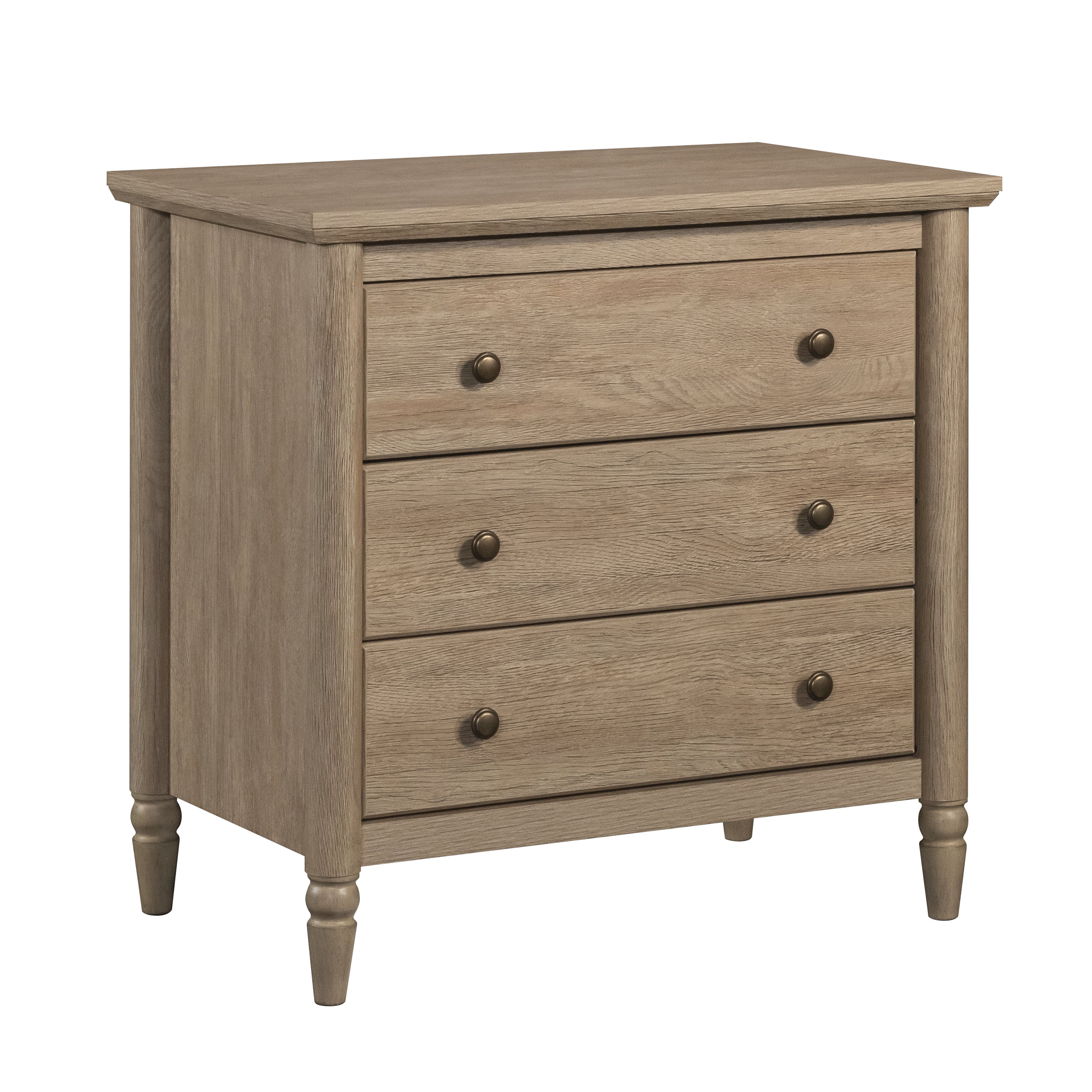 My Texas House Monroe 3 Drawer Nightstand with USB, Brushed Oak Finish - Image 3