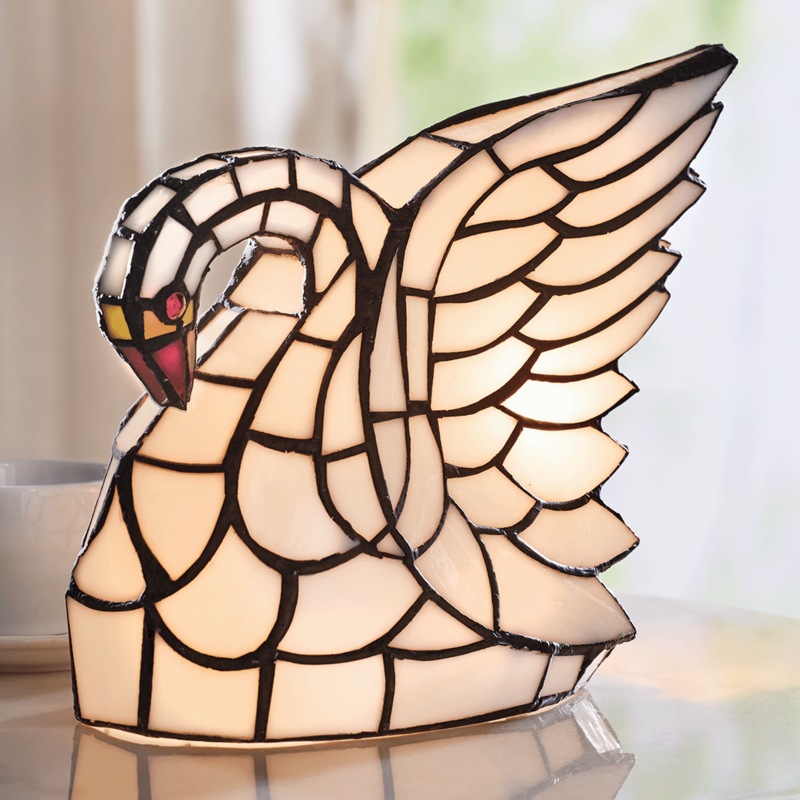 Stained Glass Swan Lamp - MIDNIGHT VELVET CATALOG
