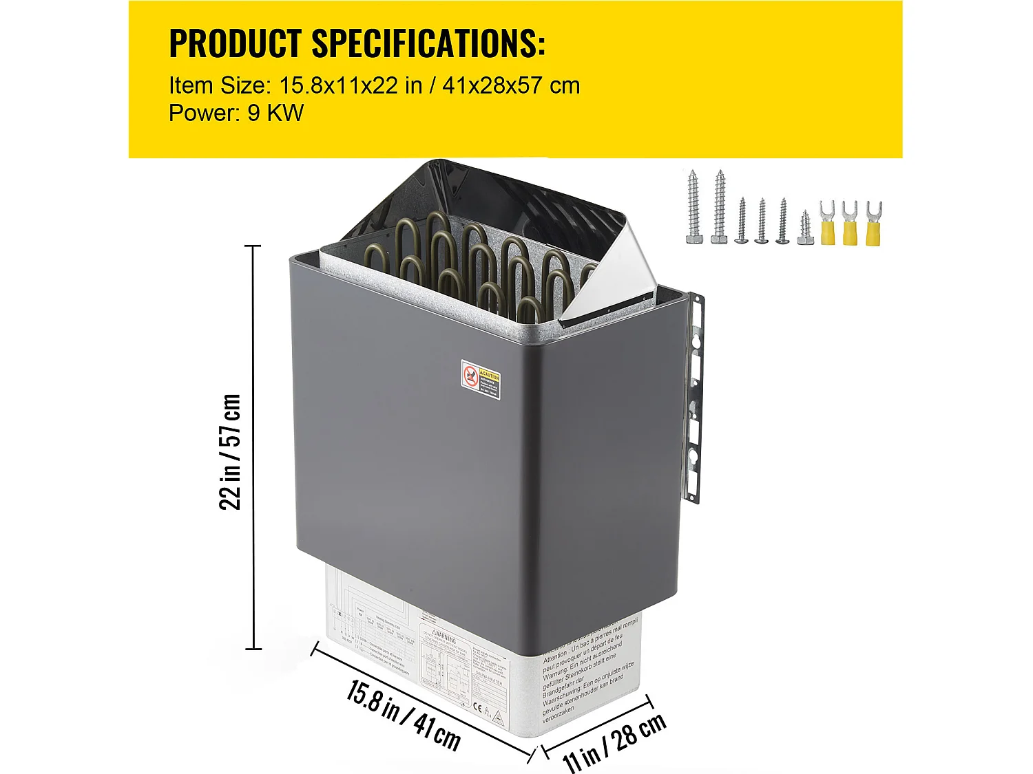 Poêle Électrique SucceBuy Chauffe-Sauna Électrique 9KW en Acier Inoxydable - Commande Externe