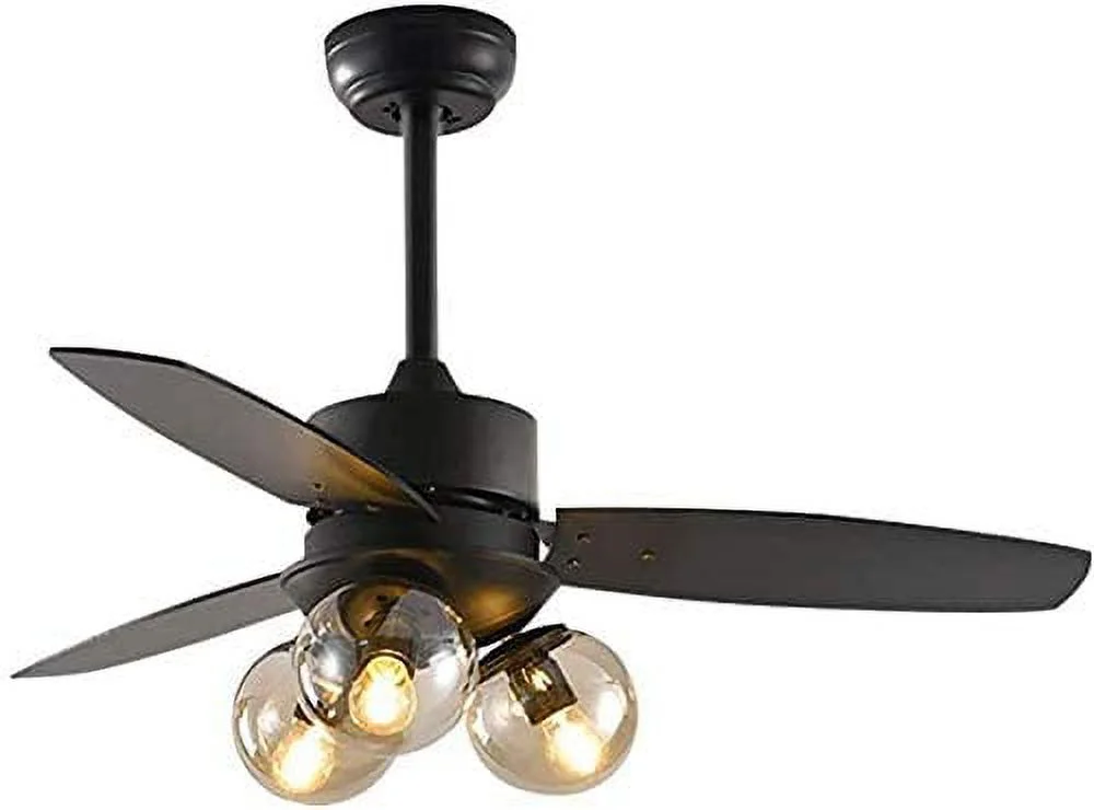 Ceiling Fan Chandelier 42 Inch Ceiling Fan Light with Wooden Blades Creative Design Black Indoor for Living Room Kitchen Restaurant