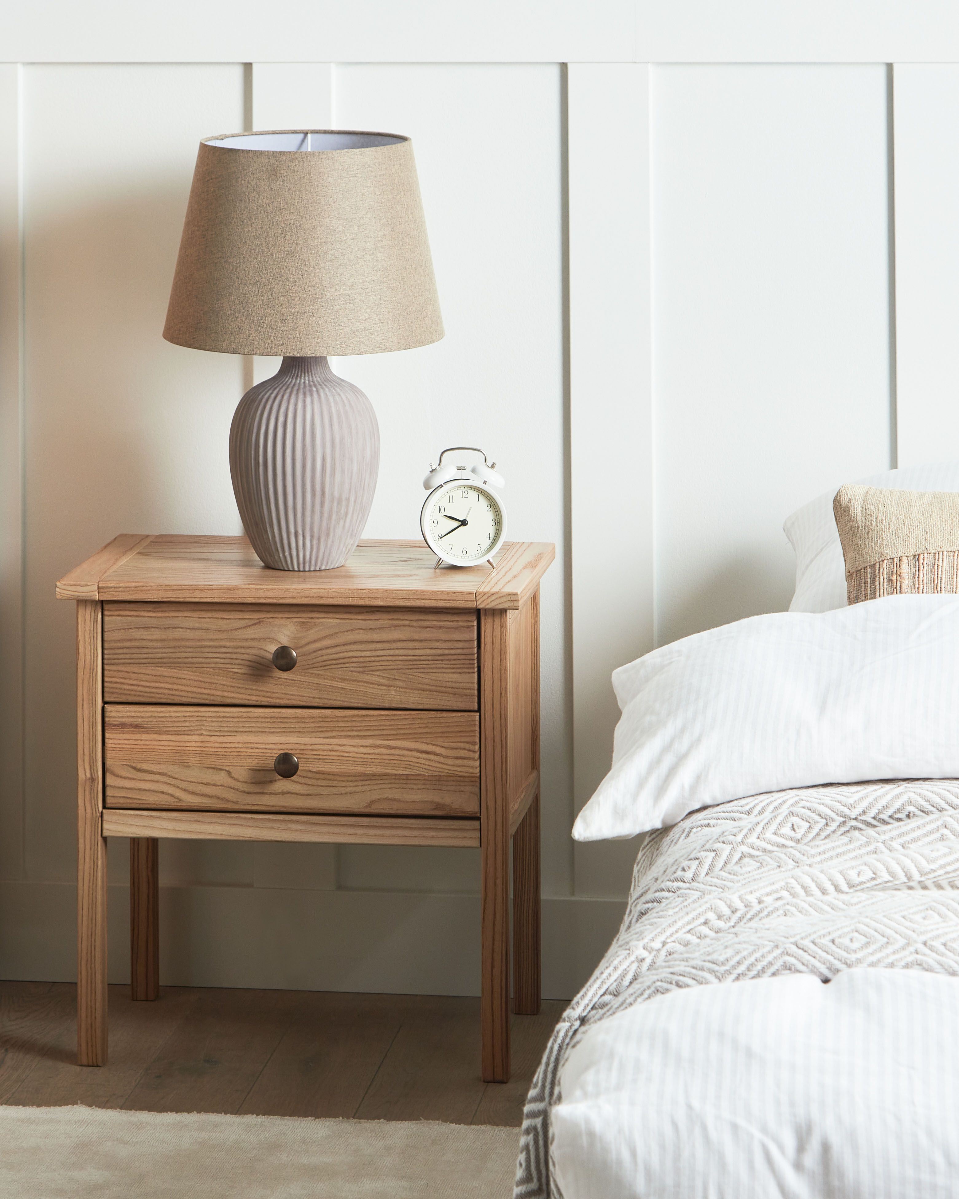 2 Drawer Bedside Table SALTON Sassafras Wood Brown
