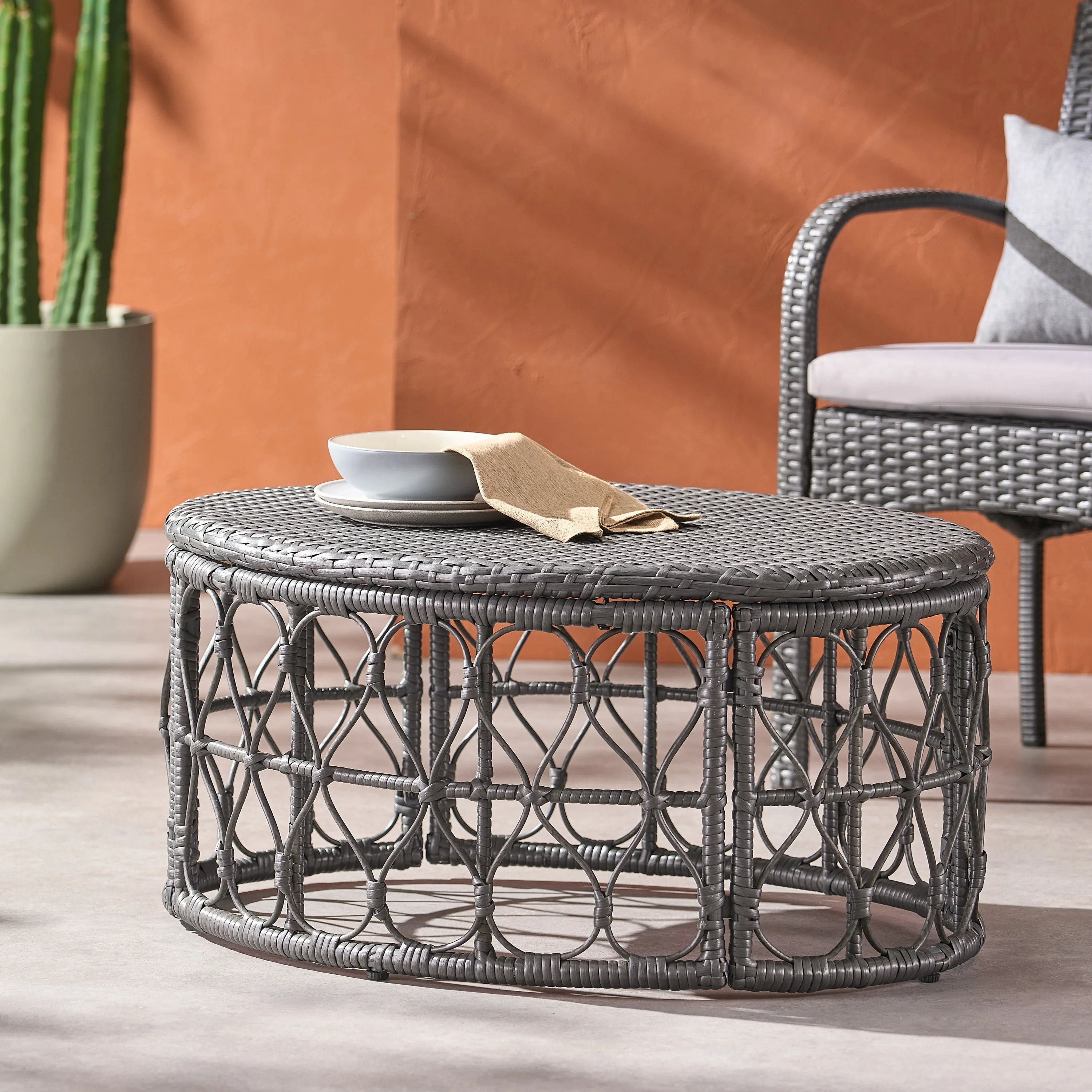 Christopher Knight Home Bruce Outdoor Wicker Coffee Table by  Light Brown