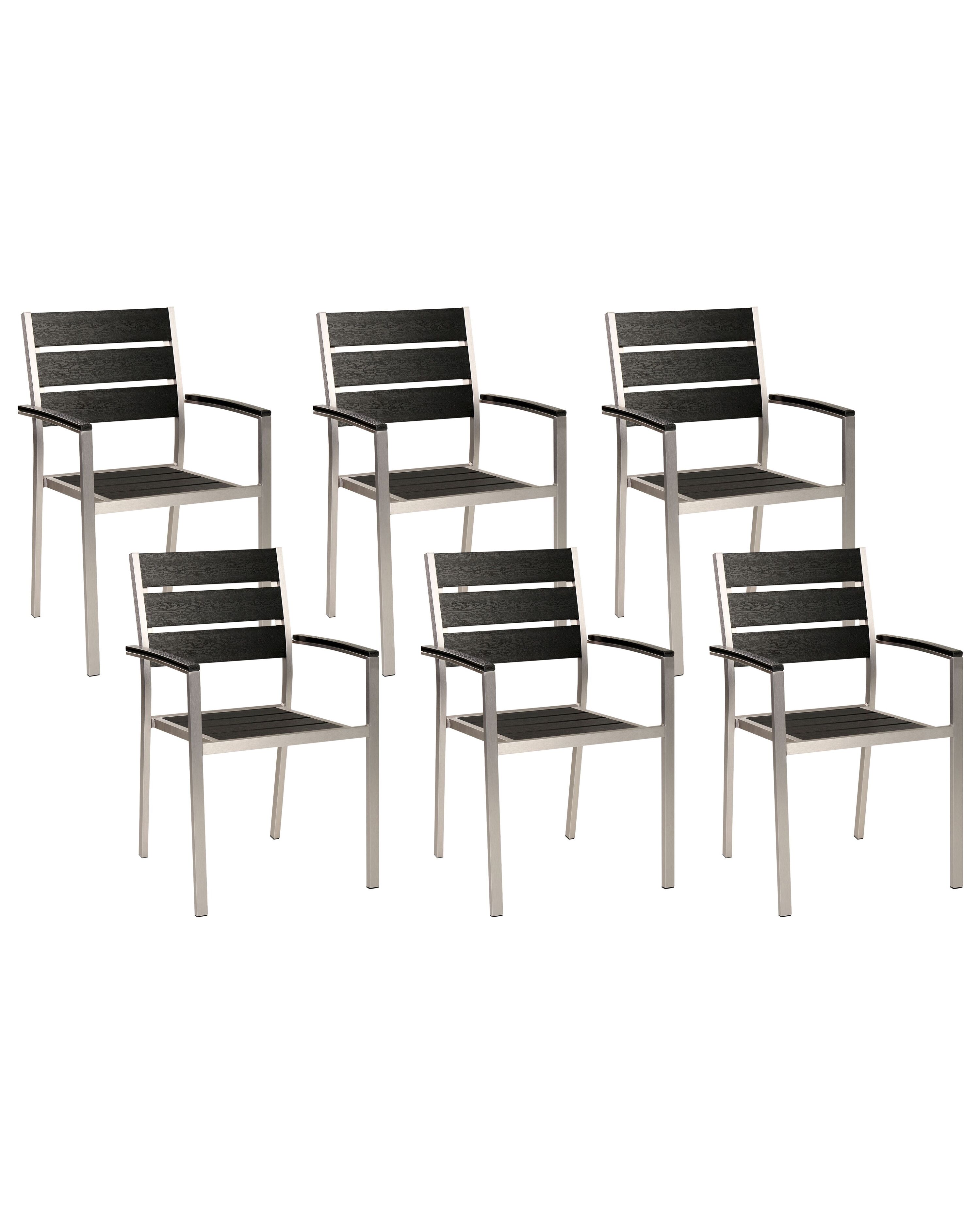 Set of 6 Garden Chairs VERNIO Black/ Silver