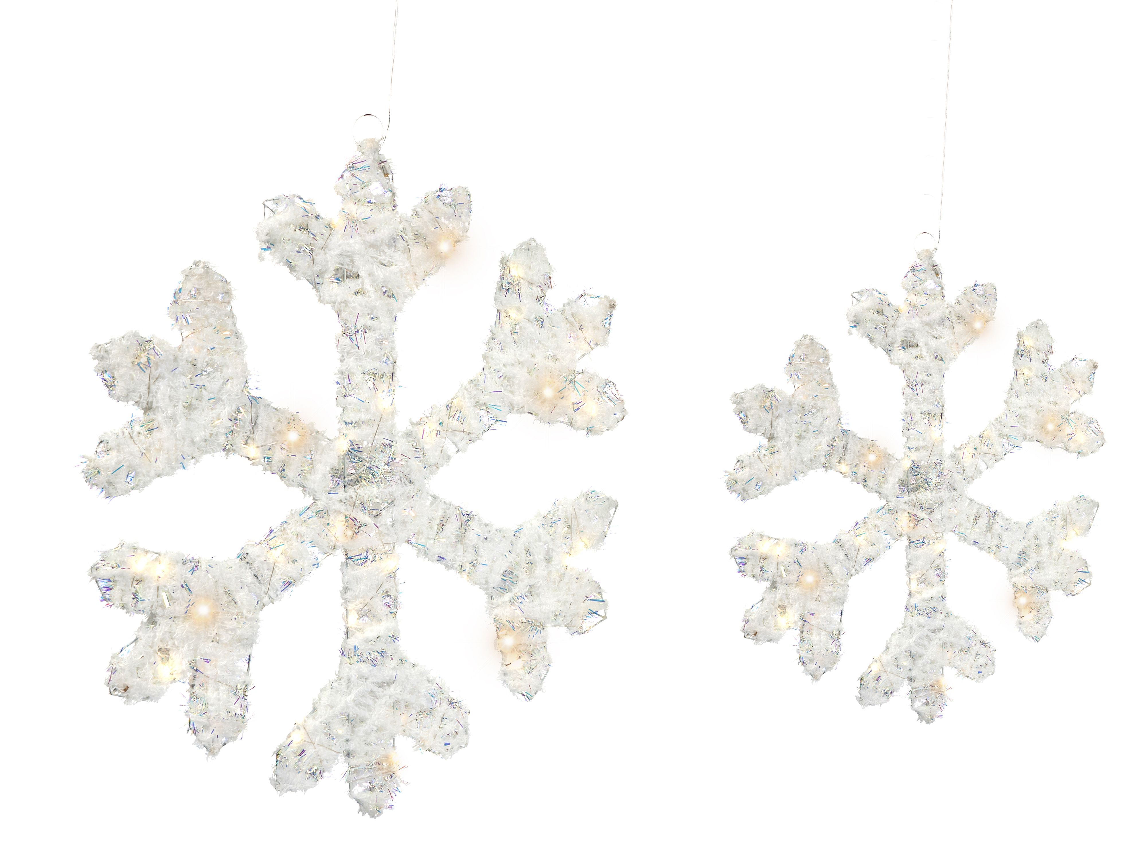 Set of 2 Christmas Decorations LED GURRE Snowflake 40/50 cm White