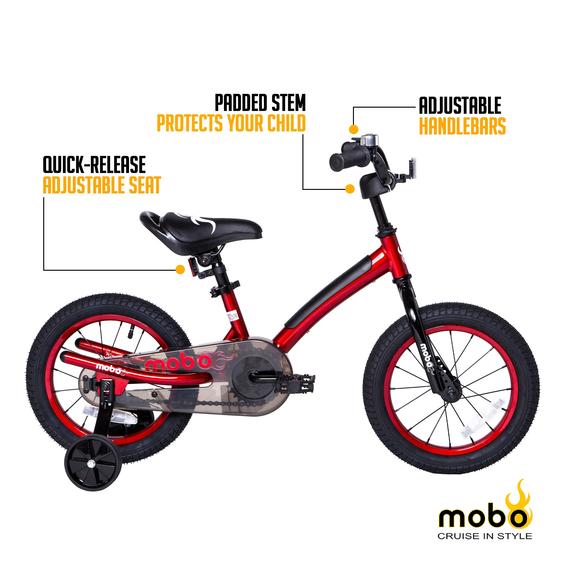 Mobo First Boy's 14" Kids Bike, Ages 3-5 Years Old, Red - Image 8