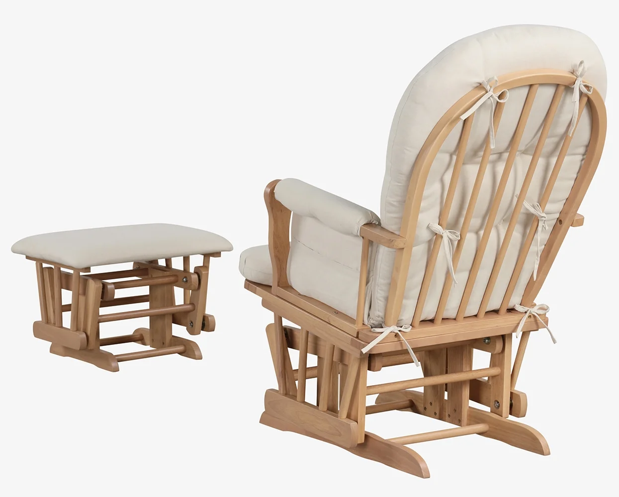 Angel Line Windsor Glider and Ottoman, Natural Finish with Gray Cushions - Image 57