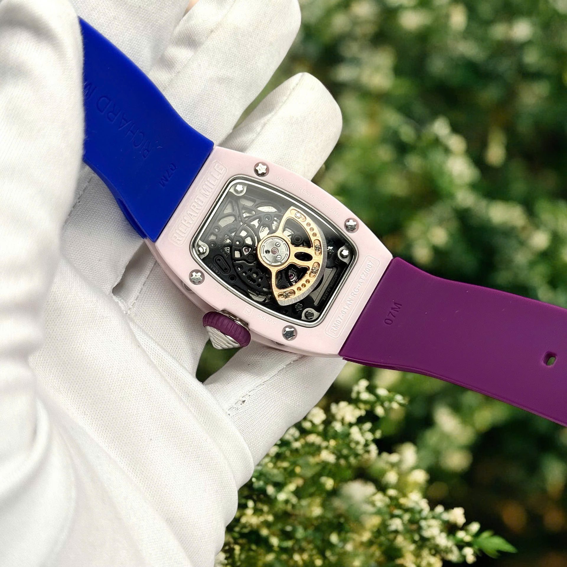 Richard Mille Best Replica Watches RM07-01 Pastel Pink Rubber Strap Women s Automatic 36mm - Top club