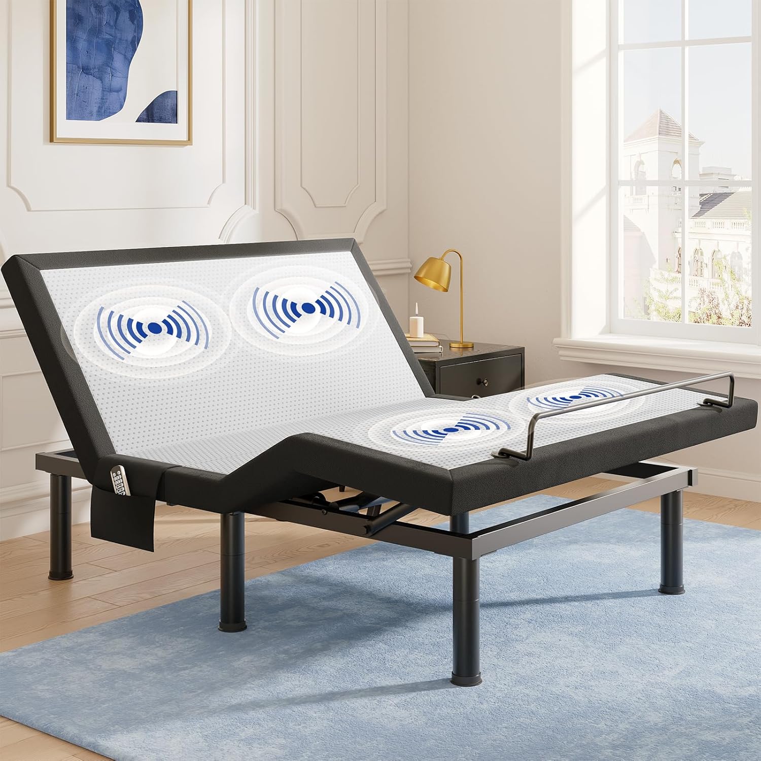 Tami Tami T600 Adjustable Bed Frame Queen Size with Remote & Massage - Electric Beds Bases, Zero Gravity, Dual Side USB, Side Pockets, Nightlight, Quiet Motor, Wireless Remote, 5 Min Easy Assembly