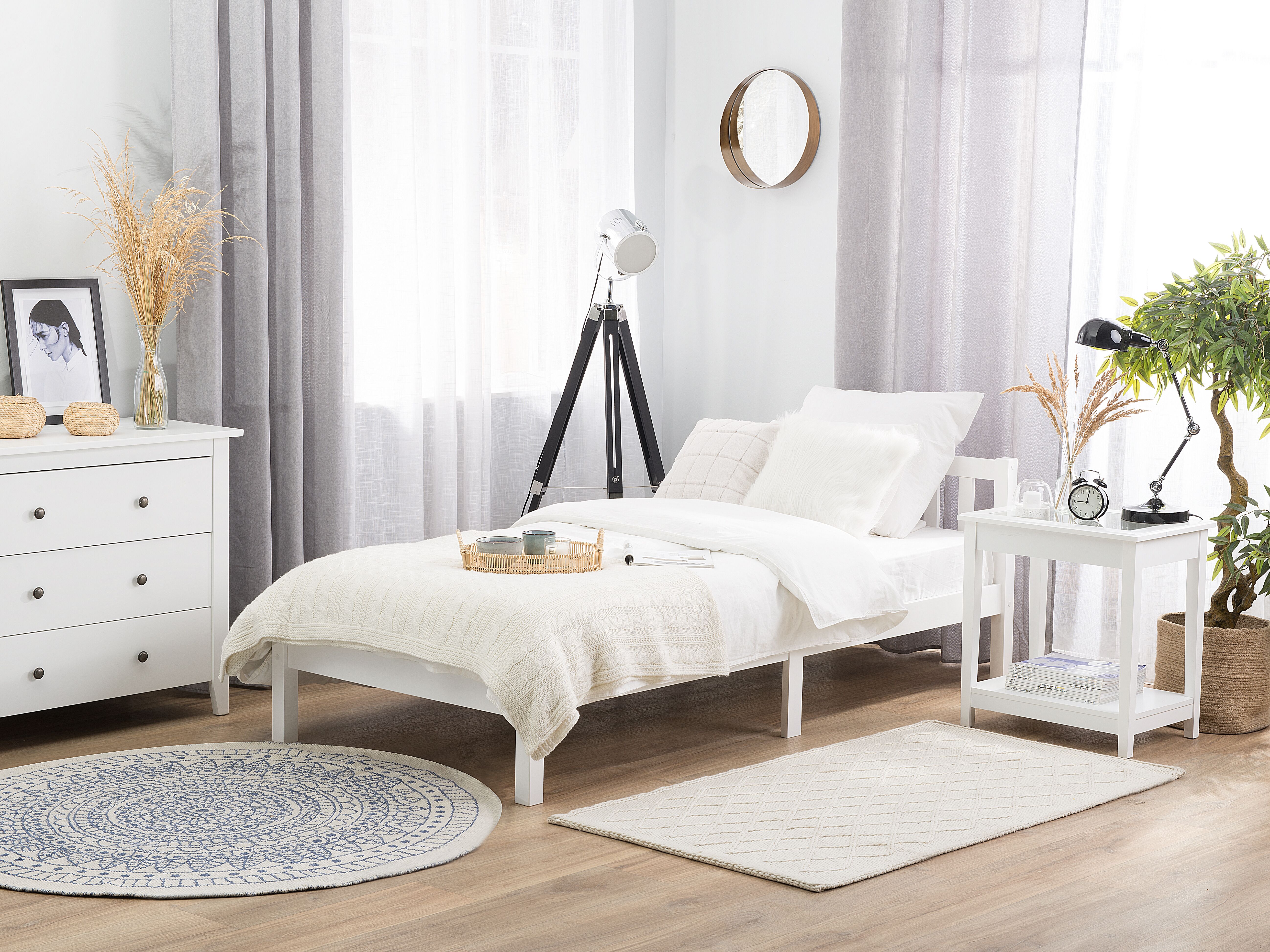 Bed Pine Wood FLORAC 90 x 200 cm (EU Single) White