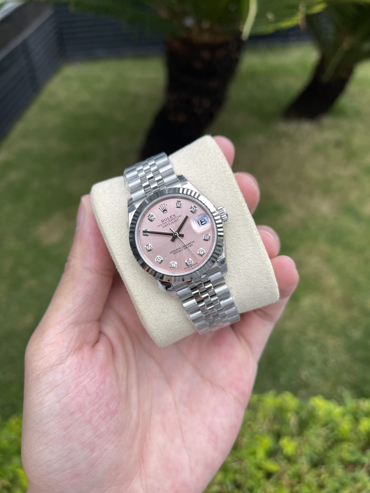 Rolex Replica Watch DateJust Women s Jubilee Strap Pink Dial EW Factory 31mm - Elite Watch Atelier