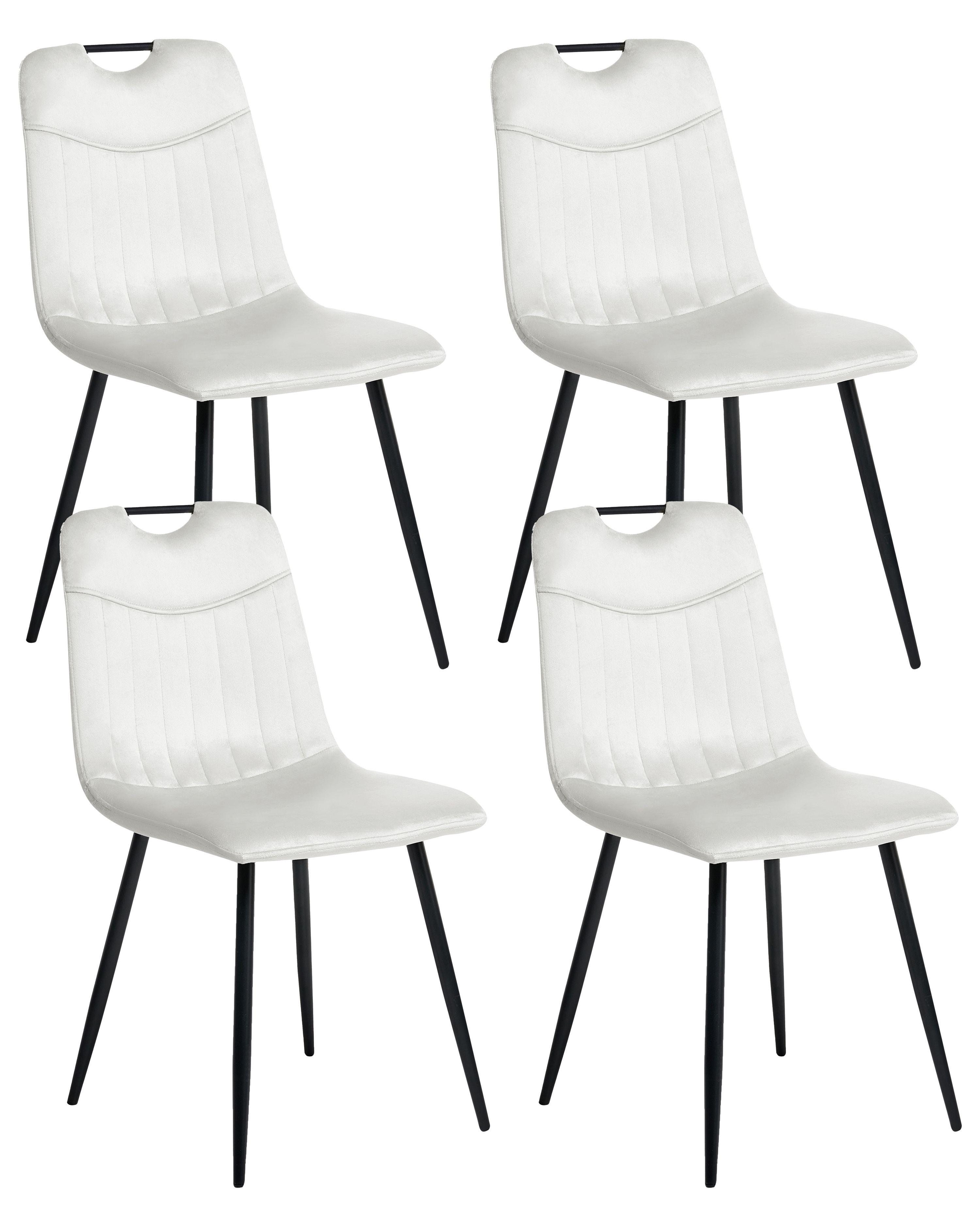 Set of 4 Dining Chairs ARGYLE Velvet Off-White
