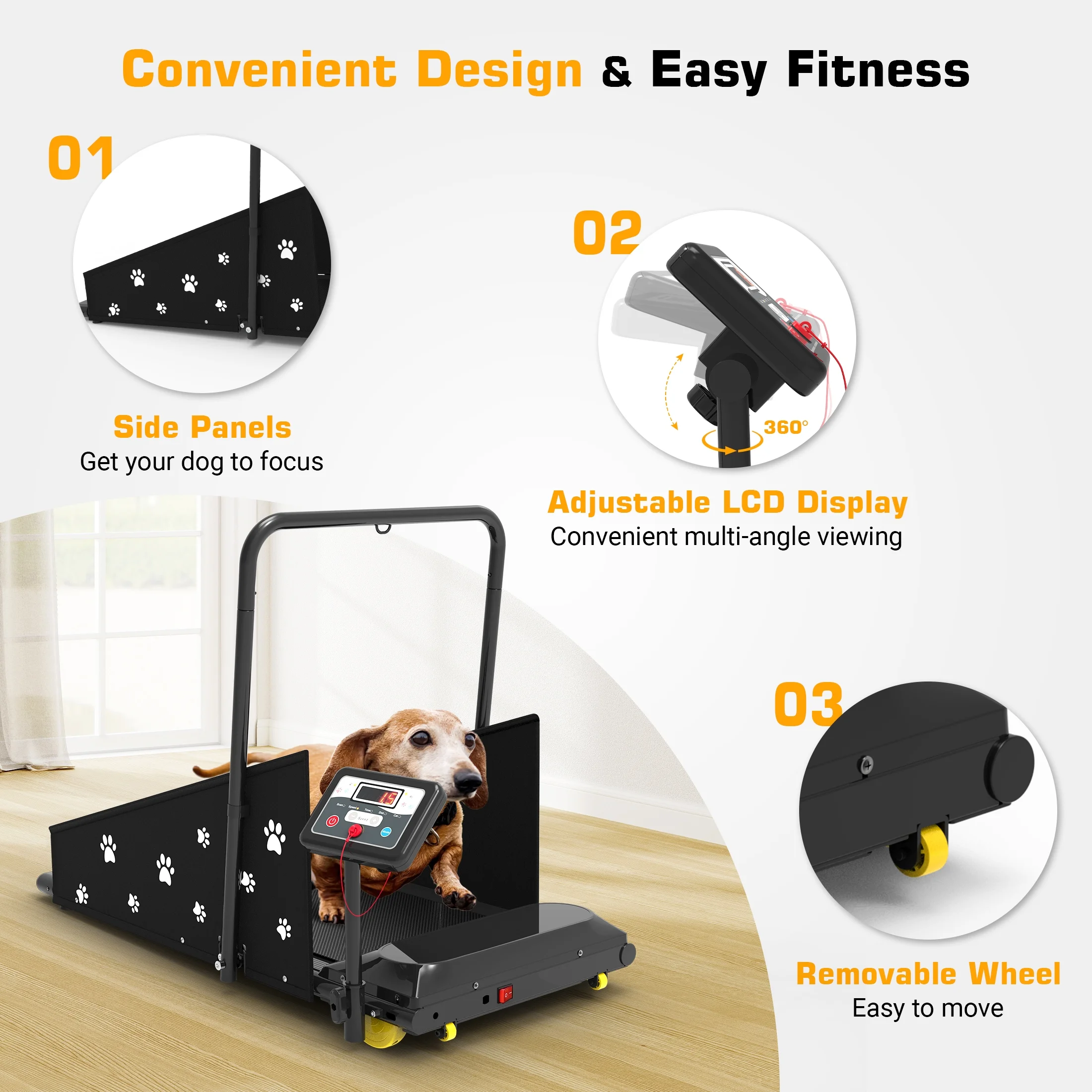 Hapycity Dog Treadmill, Indoor Pet Fitness Machine for Small & Medium Dogs, 265LB Capacity, LCD Display & Remote - Image 5