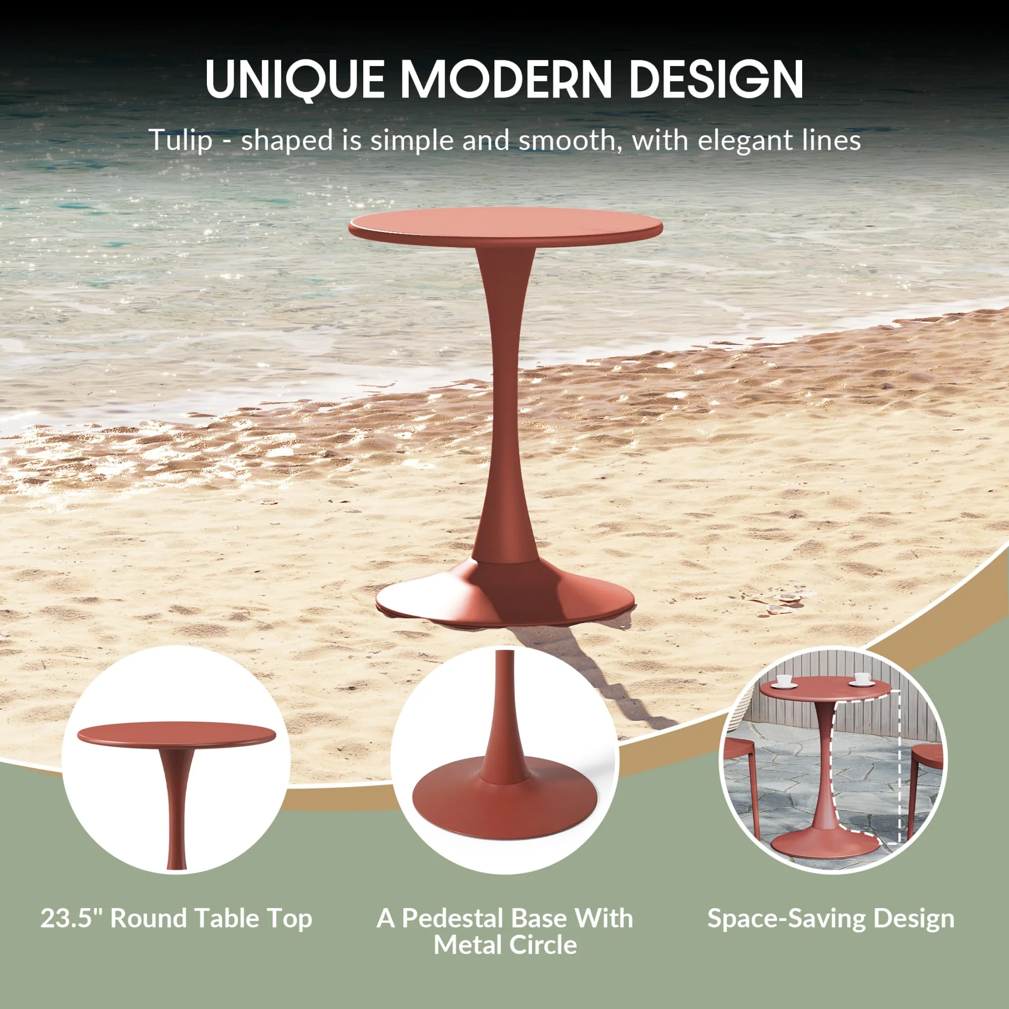 WestinTrends Playa 3-Piece Outdoor Round Metal Dining Table Set And Stackable Resin Patio Dining Side Chairs, Olive Green - Image 19