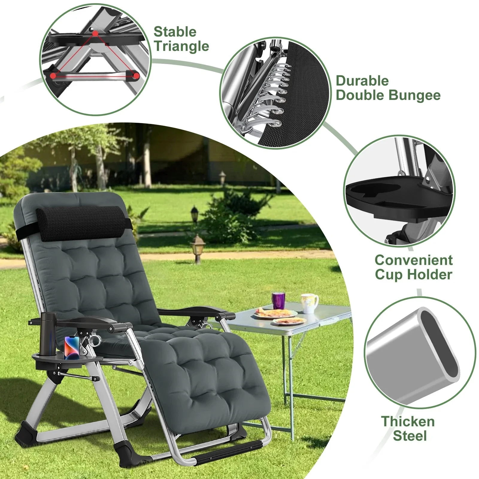 NAIZEA Zero Gravity Lawn Recliner Chairs, 2 Pack, Black - Image 42 NAIZEA Zero Gravity Lawn Recliner Chairs, 2 Pack, Black - Image 42