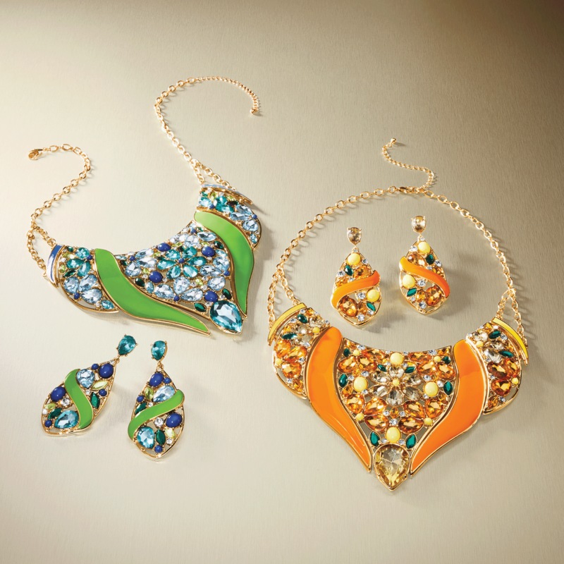 Crystal Floral Enamel Earrings - MIDNIGHT VELVET CATALOG