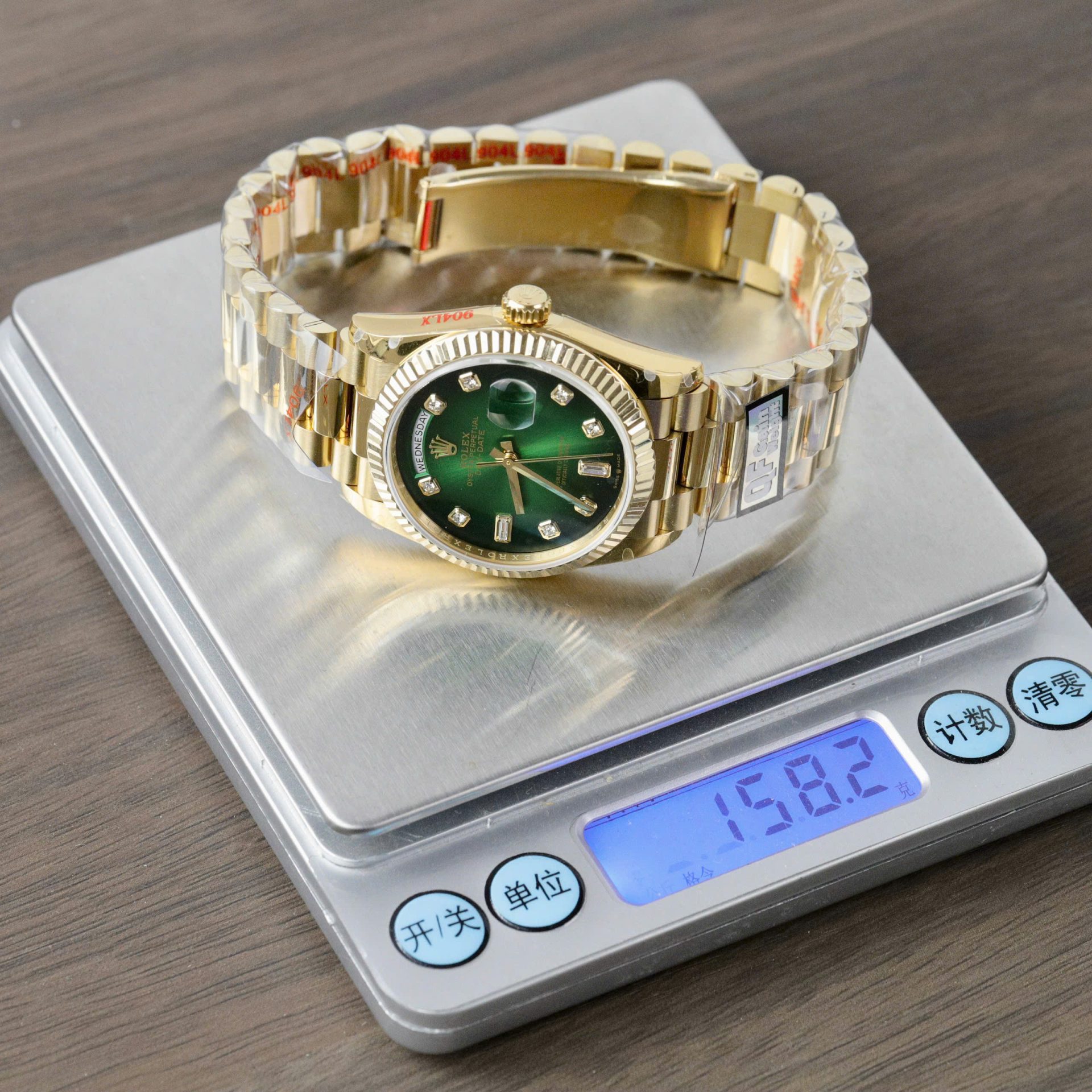 Rolex Day-Date 128238 Best Replica Watch Dial Green Ombre Weight 158 Grams QF Factory 36mm - Elite Watch Atelier
