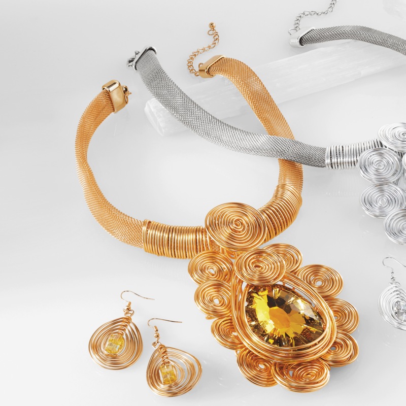 Crystal Coil Necklace & Earring Set - MIDNIGHT VELVET CATALOG