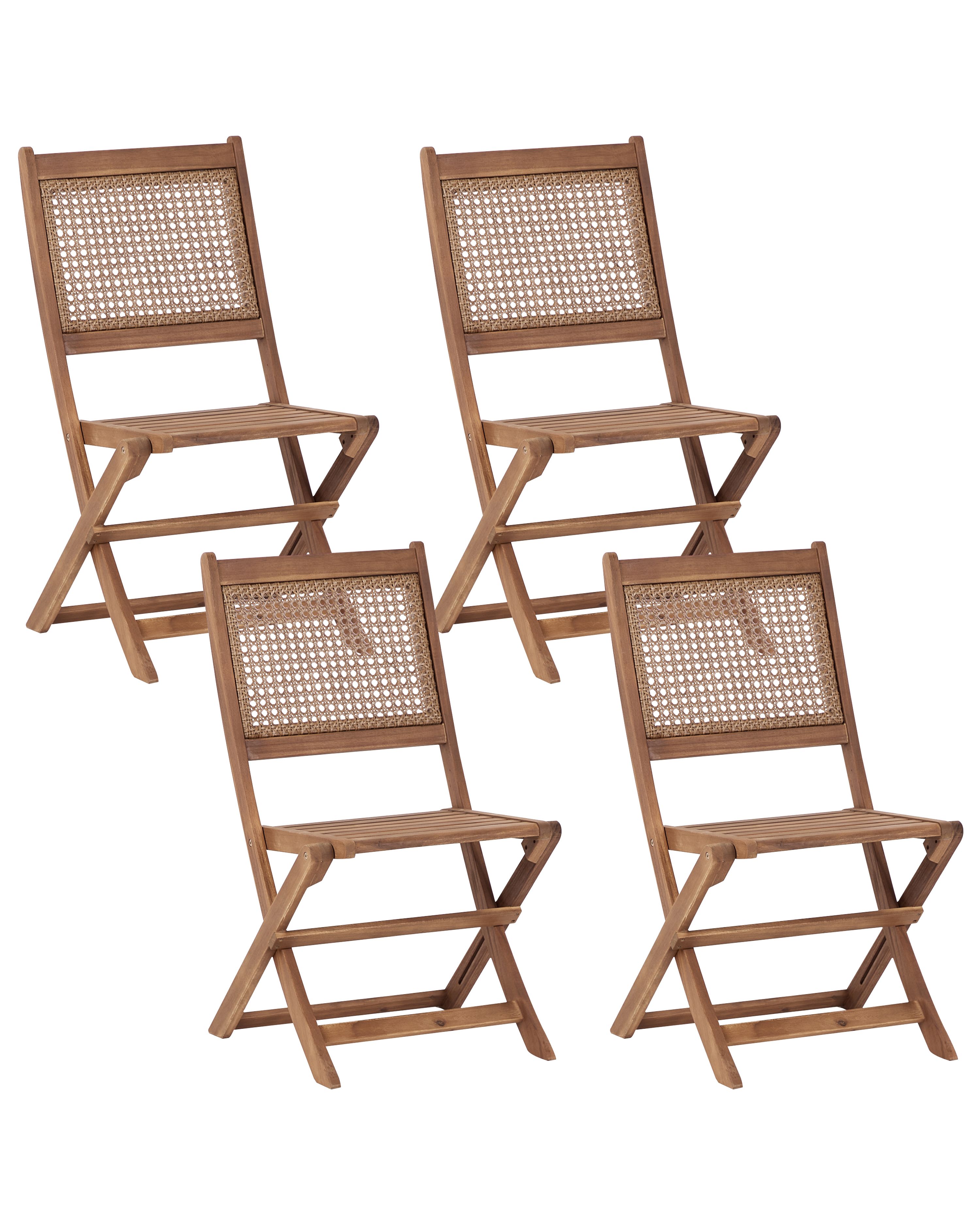 Set of 4 Garden Chairs PARAGGI Certified Acacia Wood Dark Brown
