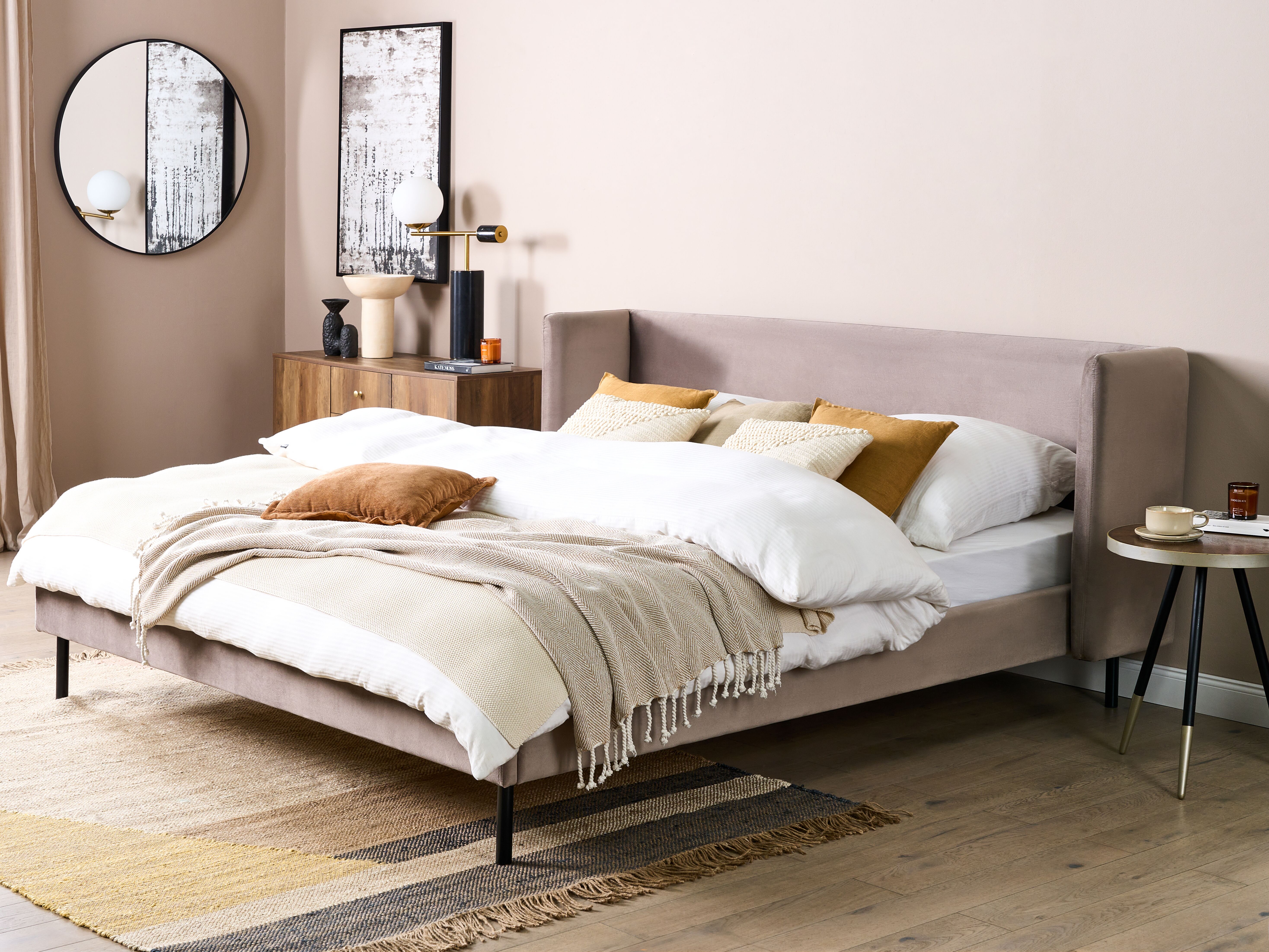Bed Velvet ARETTE 180 x 200 cm (EU Super King) Taupe