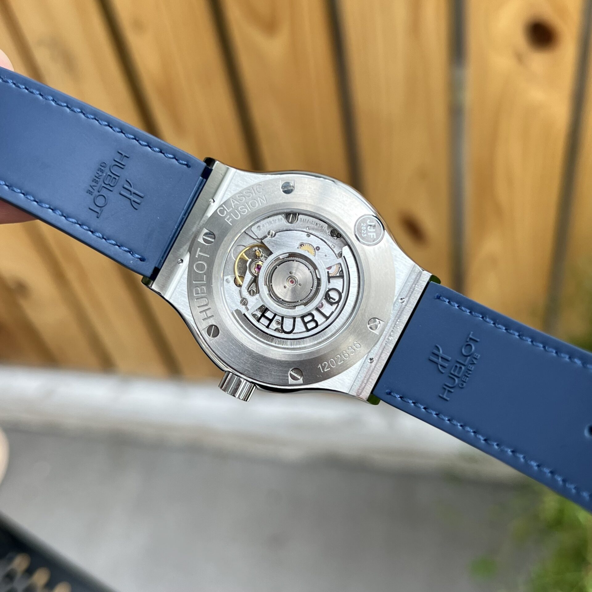 Hublot Replica 1:1 Watch Classic Fusion Titanium Blue Leather Strap JJF 42mm - Top club