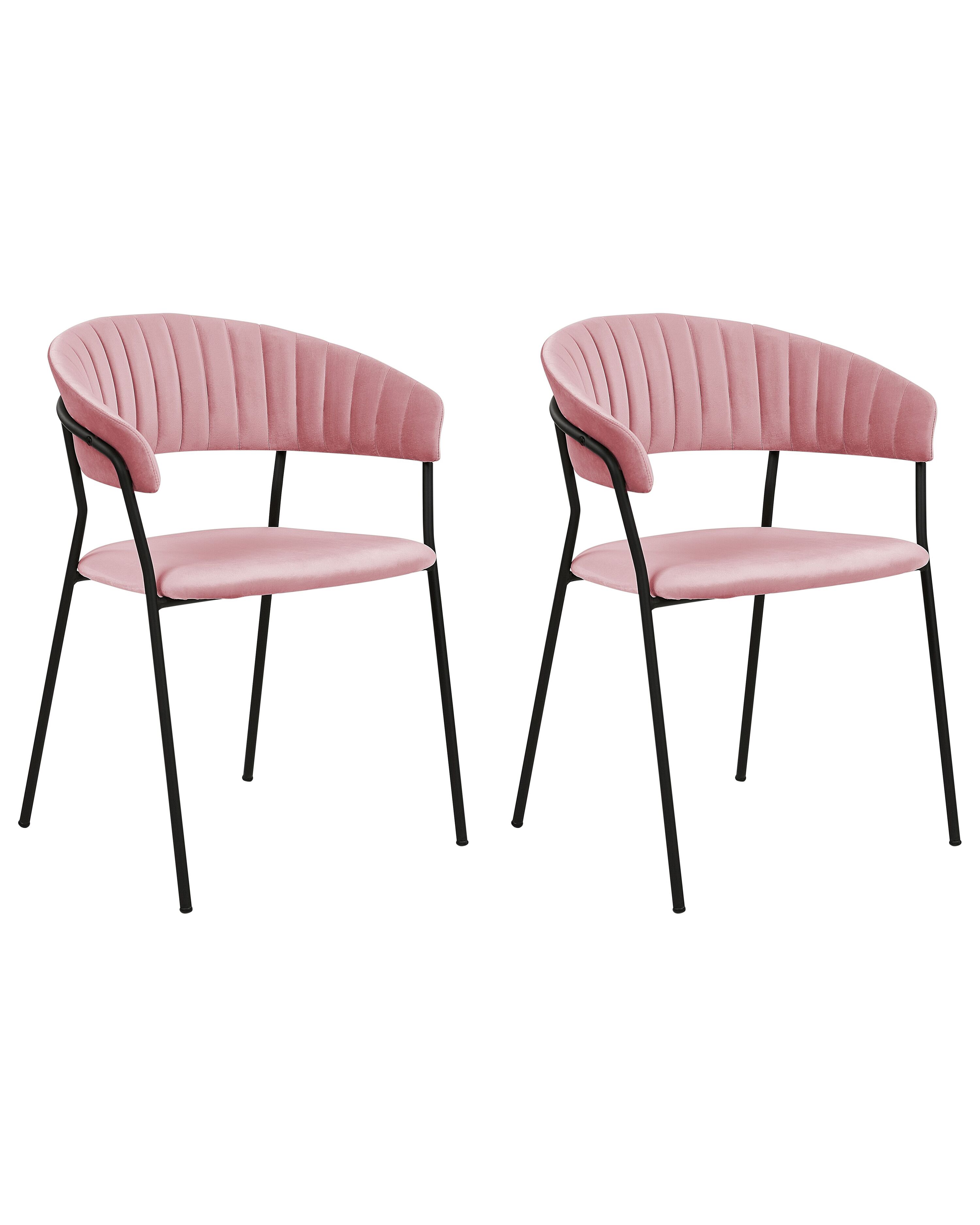 Set of 2 Dining Chairs MARIPOSA Velvet Pink