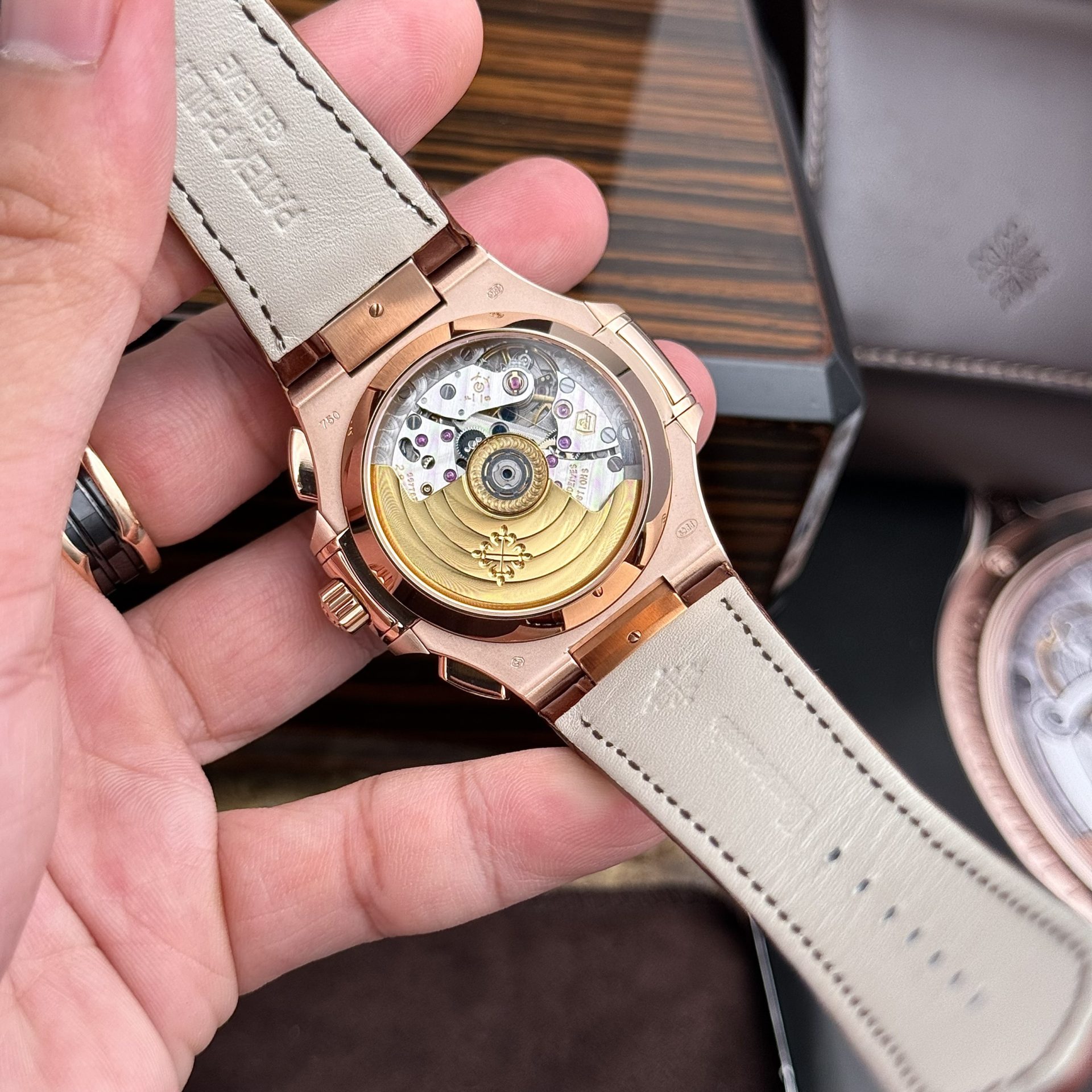Patek Philippe Replica Watch Nautilus 5980 Brown Dial Leather Strap 40mm - Top club