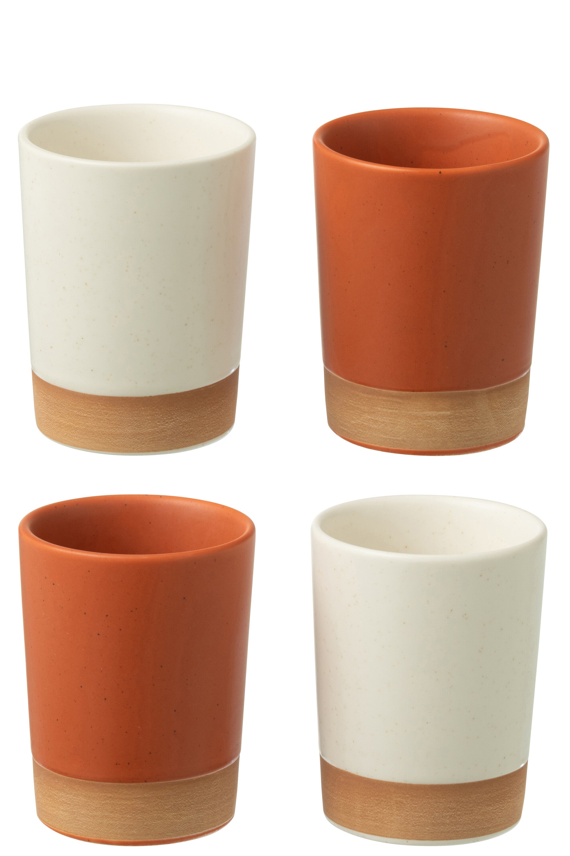 J-Line mok - keramiek - oranje wit - doos van 4
