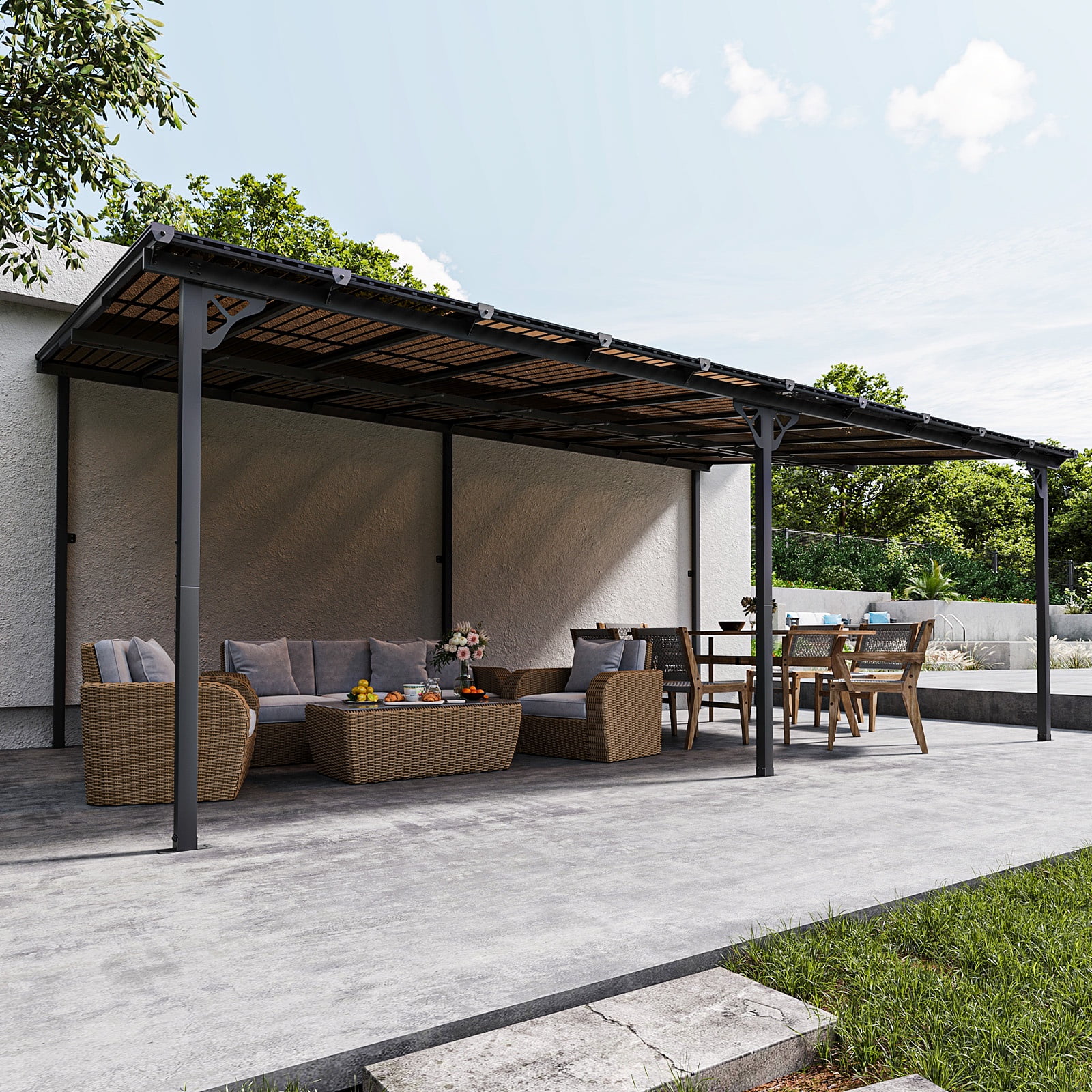 Aoxun 8' x 5' Gazebo for Patio, Gazebo Pergola with Sloped Roof, Grill Gazebo Large Wall-Mounted Heavy Duty Awnings, for Backyard, Deck, Patio - Image 29