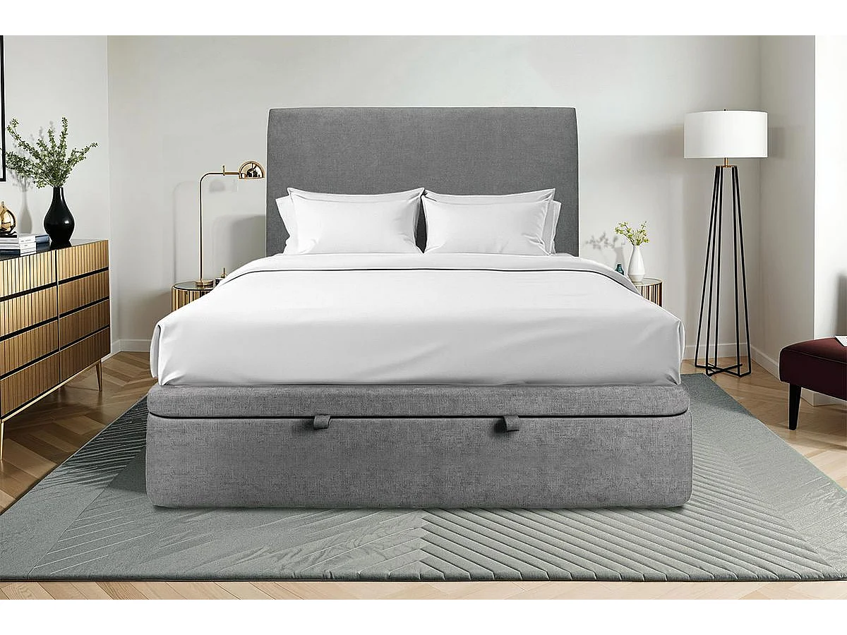 Sommier Coffre Tissu Gris anthracite 180x200 H39cm