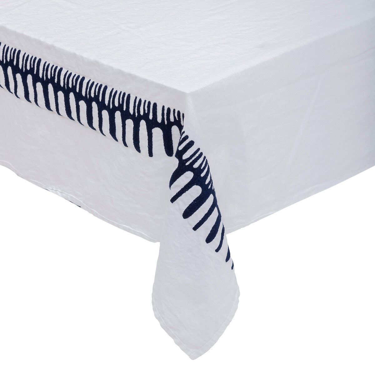 "Lizandro" embroidered tablecloth, cotton and linen White, 150x300 cm