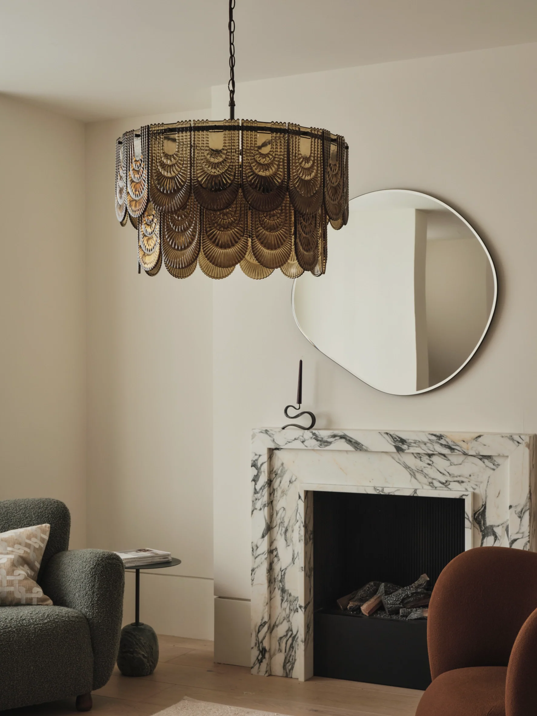 Green glass chandelier