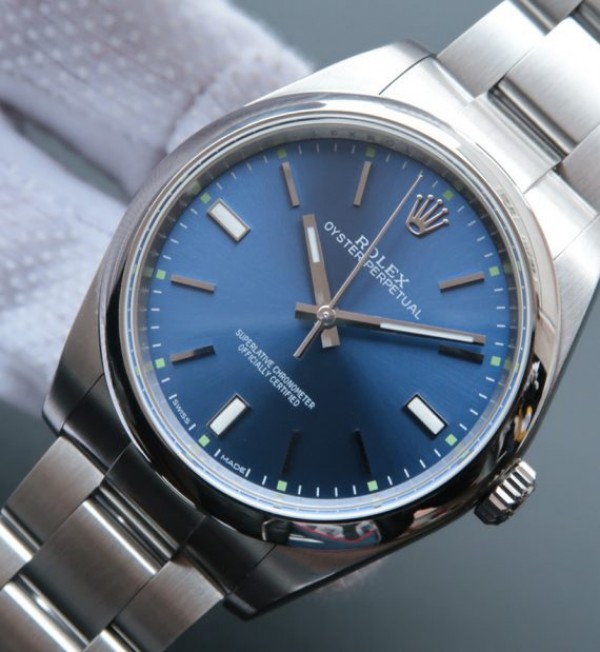Replica Rolex Oyster Perpetual 39mm 114300 Blue Dial on SS Bracelet SH3132 - Elite Watch Atelier