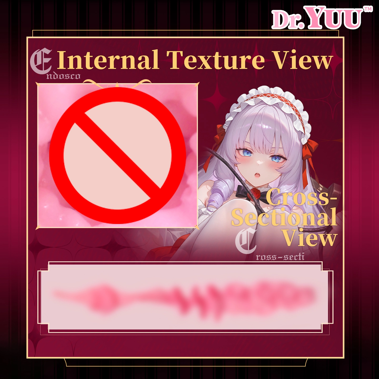 Close-up of the unique internal tunnels inside the Dr.YUU feet masturbator.