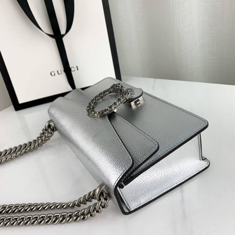 Replica Gucci Dionysus Small Shoulder Bag In Silver Lame Leather 4996231:1High-quality replica