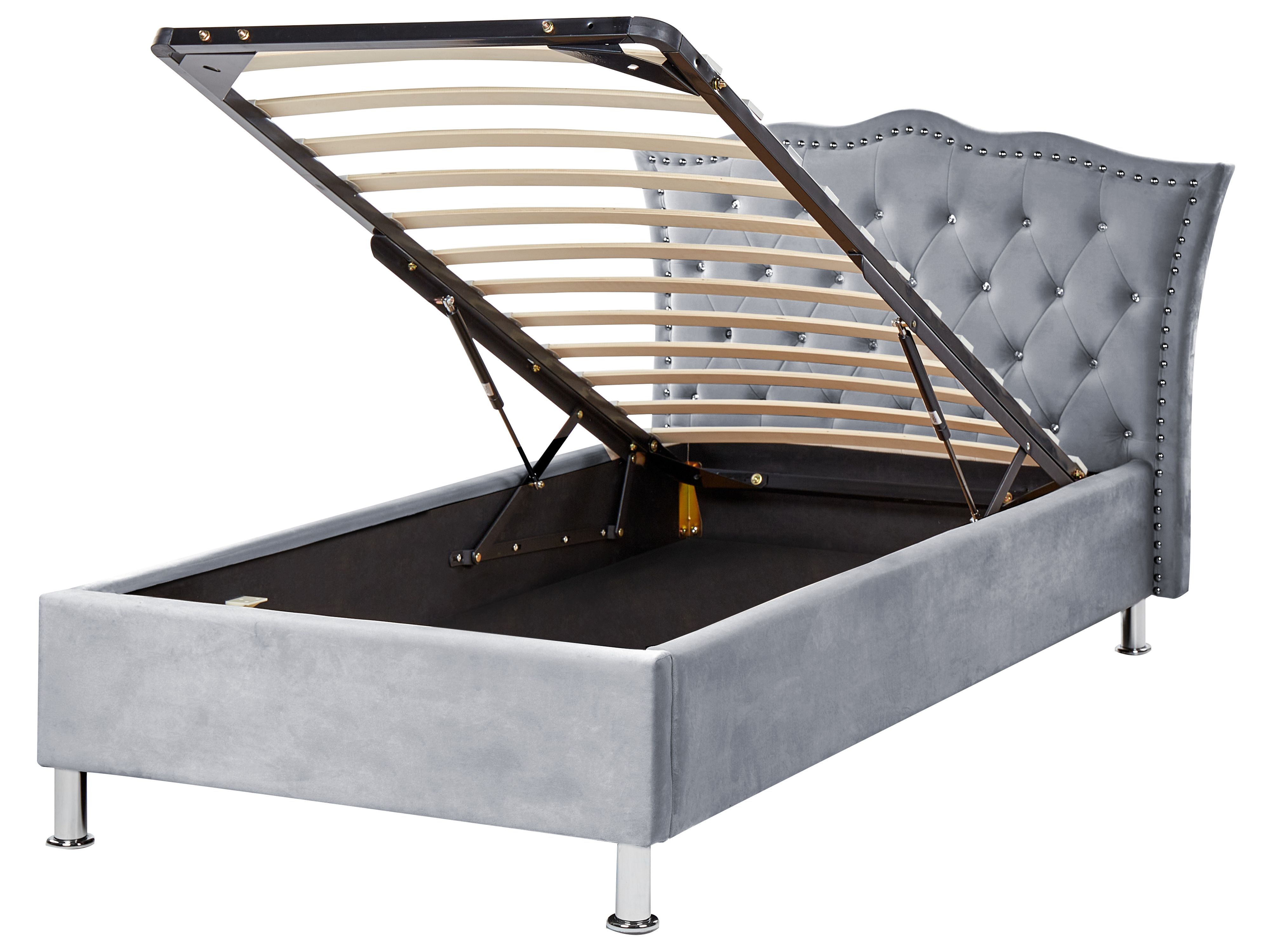 Ottoman Bed Velvet METZ 90 x 200 cm (EU Single) Grey