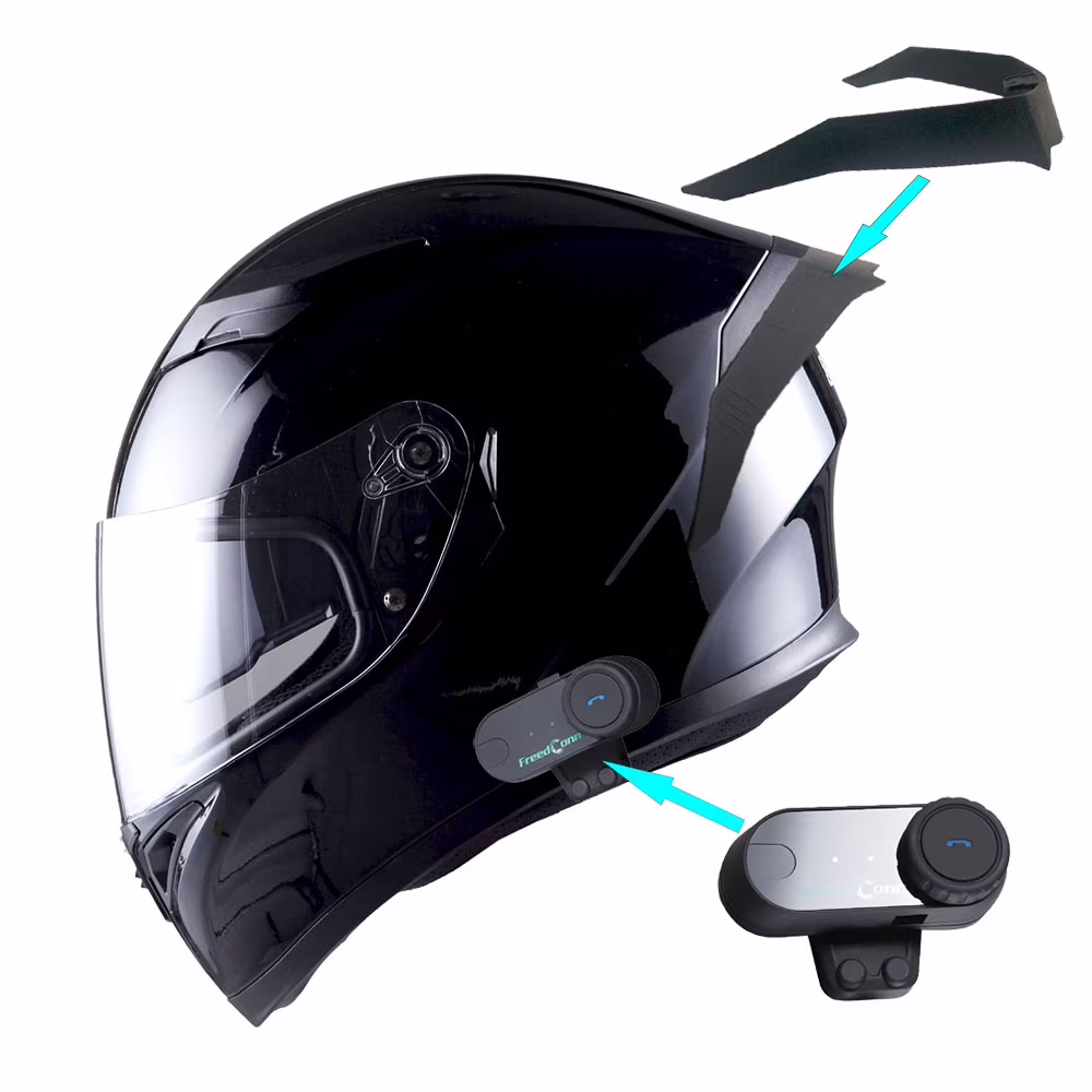 1Storm Motorcycle Modular Full Face Flip up Dual Visor Helmet + Spoiler + Motorcycle Bluetooth Headset: HJK316 Mechanic Red - Image 5