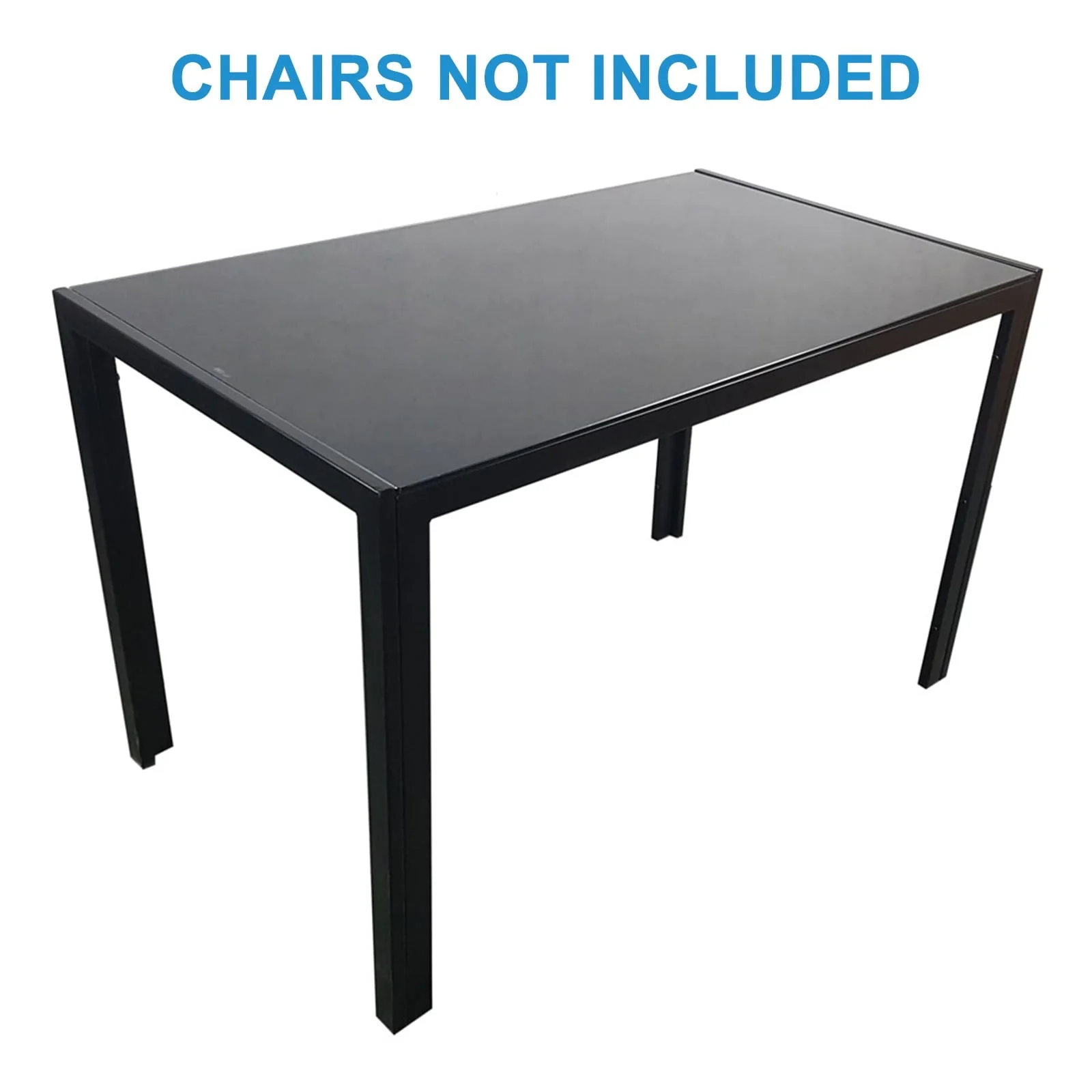 Resenkos Simplistic Assembled Tempered Glass & Iron Dining Tables - Black