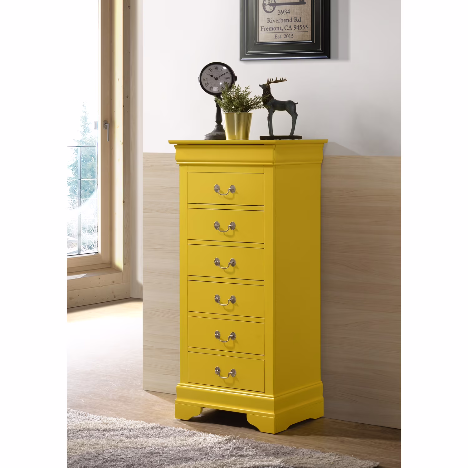Glory Furniture Louis Phillipe 7 Drawer Lingerie Chest in Cherry - Image 14