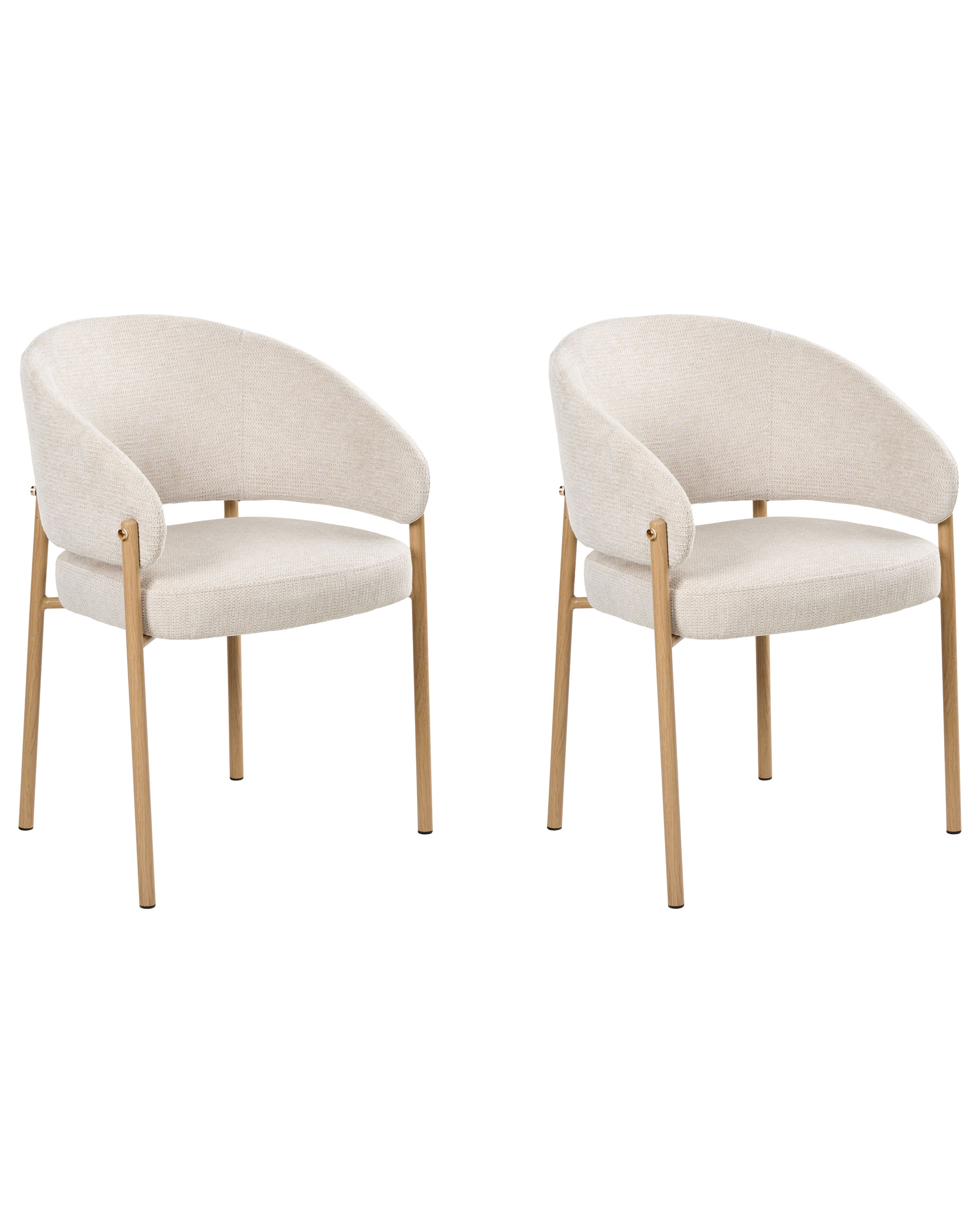 Set of 2 Dining Chairs ZANE Fabric Light Beige