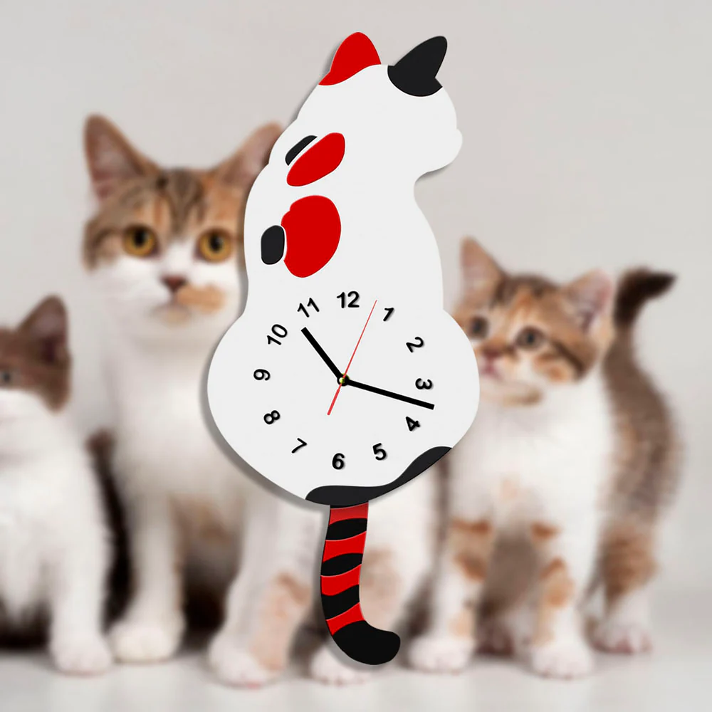 Adorable Cute Cat Wall Clock